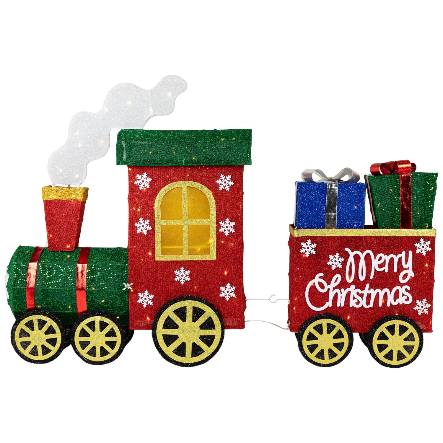 Lighted Train with Presents Outdoor Yard Decoration - 48" - Red - Warm White LED