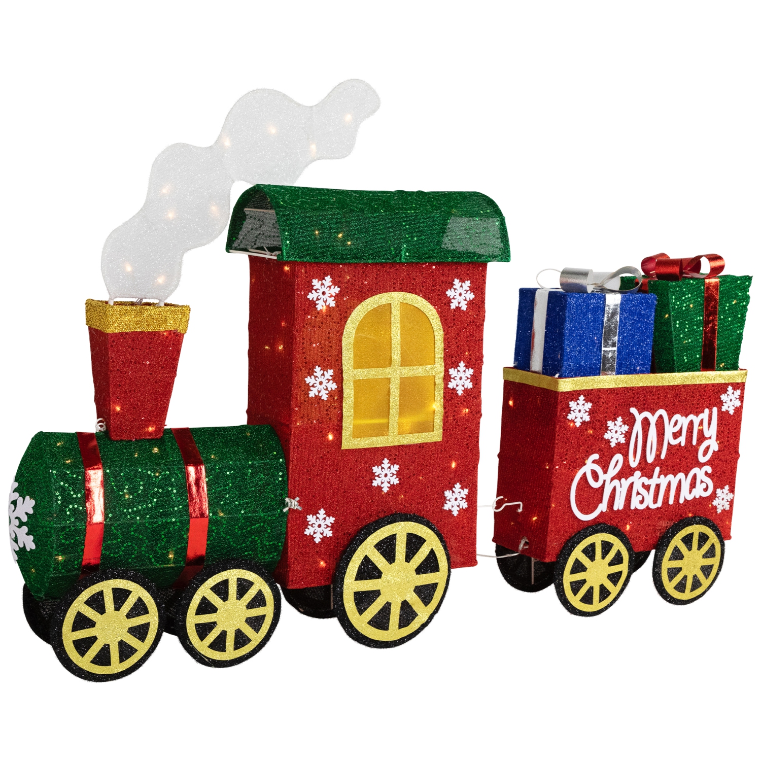 Lighted Train with Presents Outdoor Yard Decoration - 48" - Red - Warm White LED