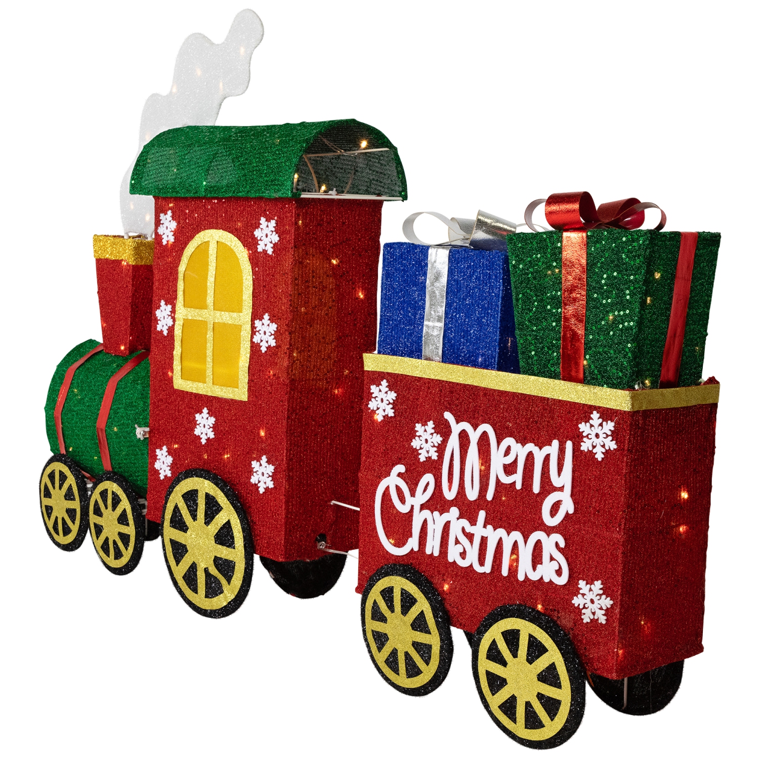 Lighted Train with Presents Outdoor Yard Decoration - 48" - Red - Warm White LED