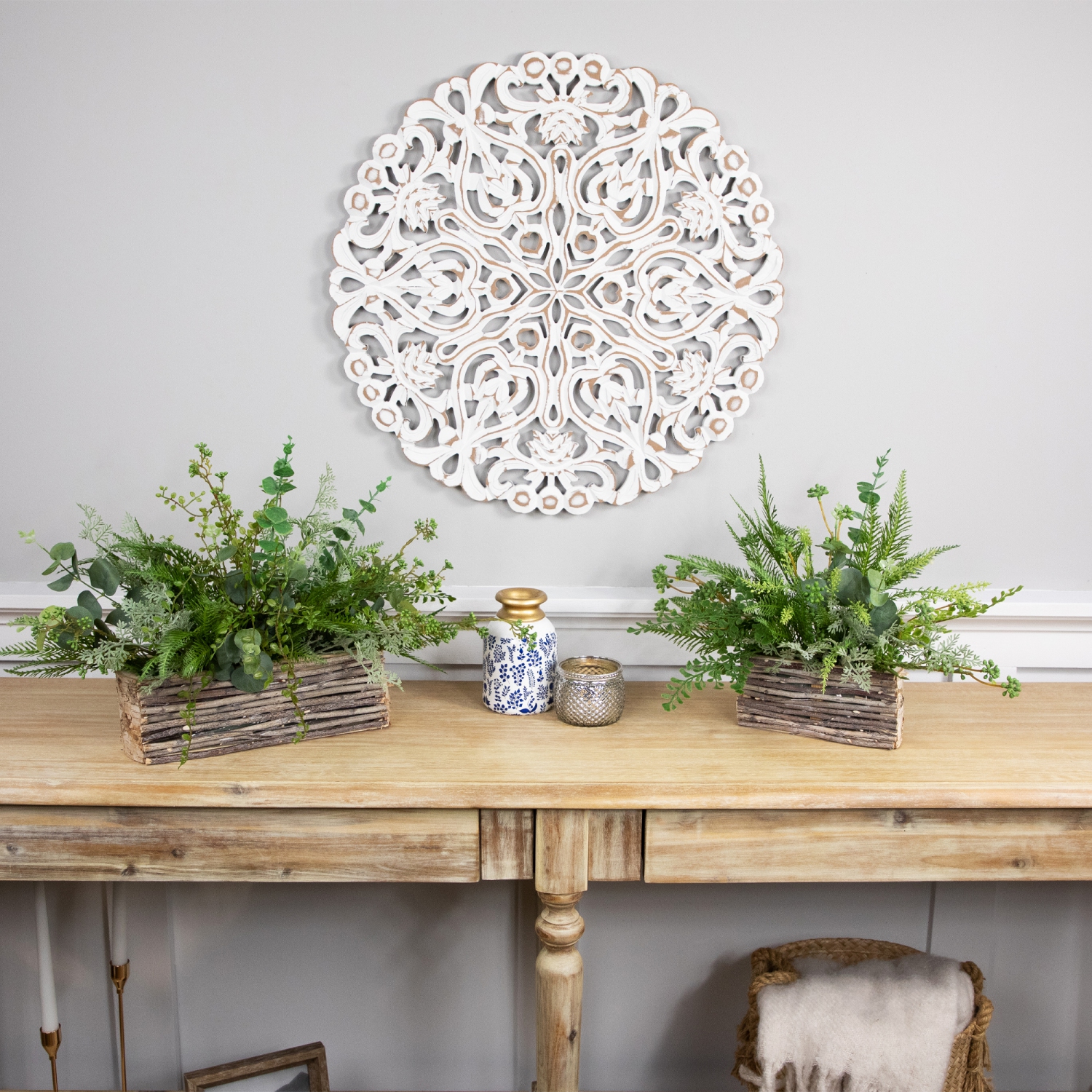 Jardinières en bois en forme de boîte à bûches et de brindilles – 11,75 po – Ensemble de 2