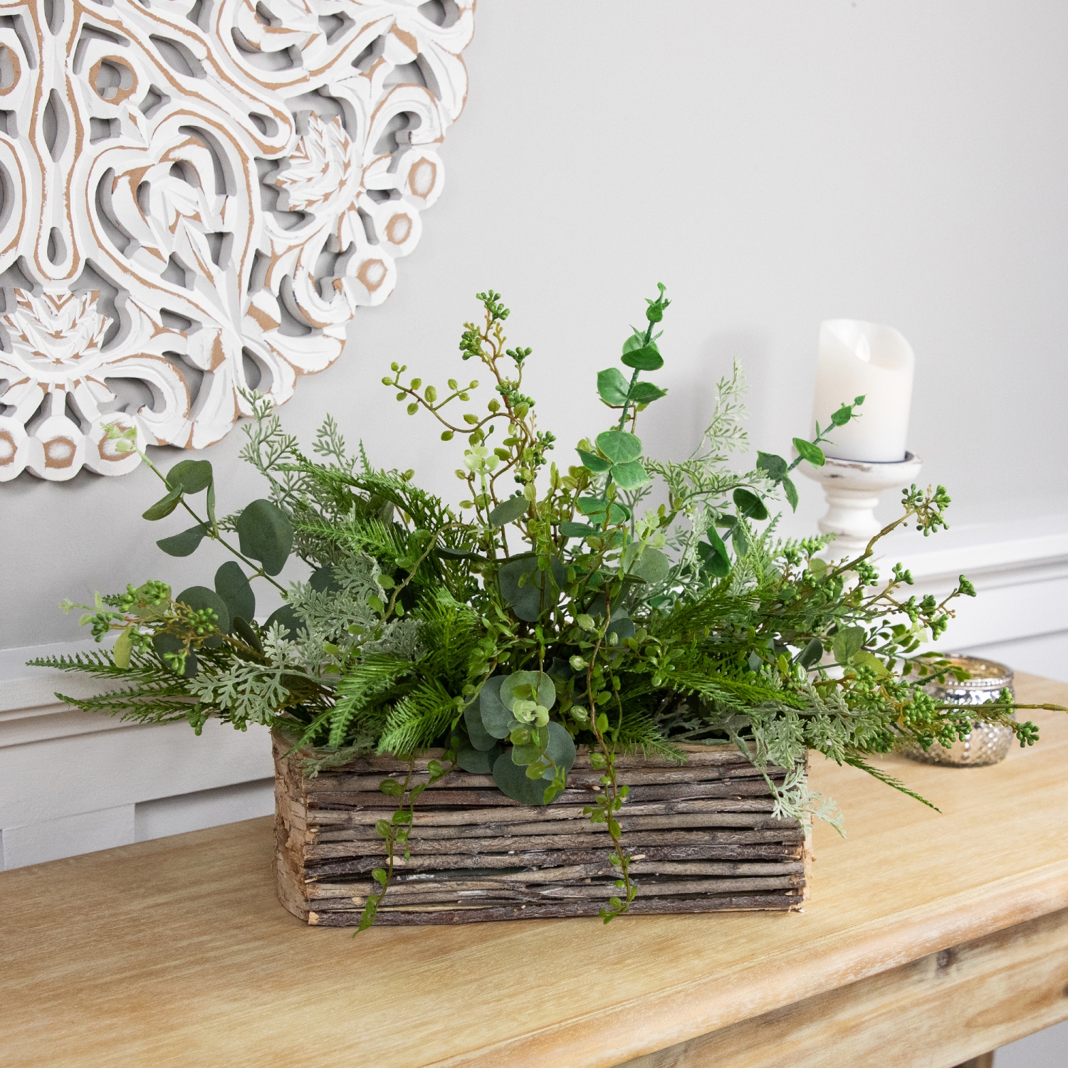 Jardinières en bois en forme de boîte à bûches et de brindilles – 11,75 po – Ensemble de 2