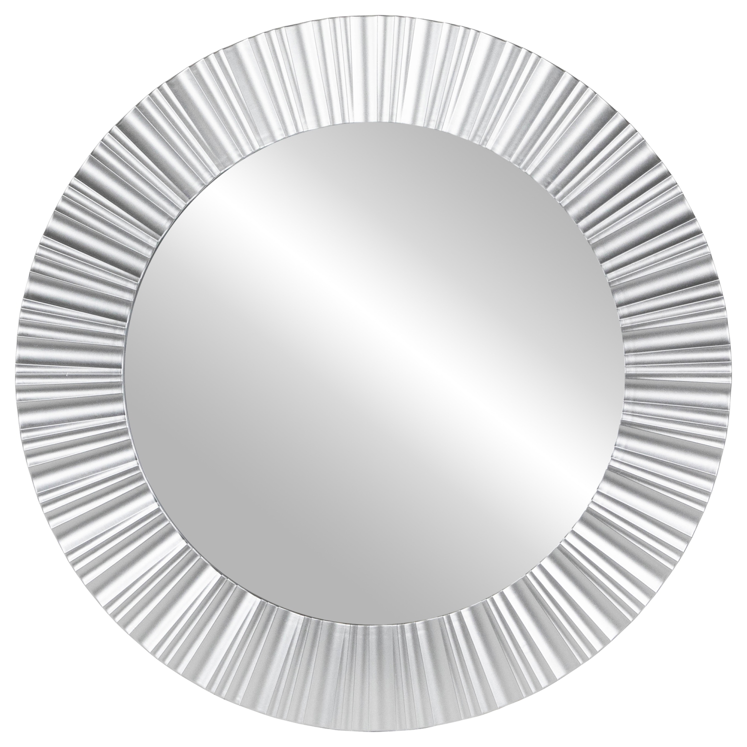 Contemporary Fluted Round Wall Mirror - 20" - Silver Finish
