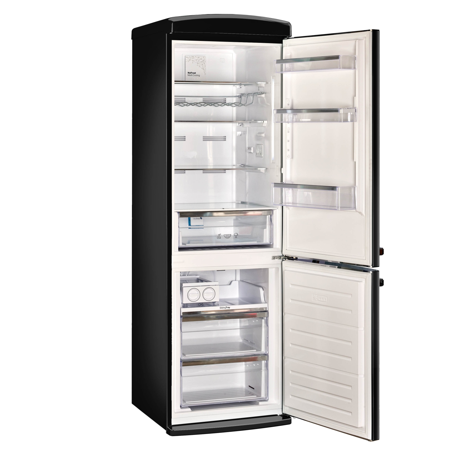 Unique Appliances Classic Retro 24-inch 12 cu. ft. Retro Frost Free Bottom Freezer Refrigerator in Midnight Black