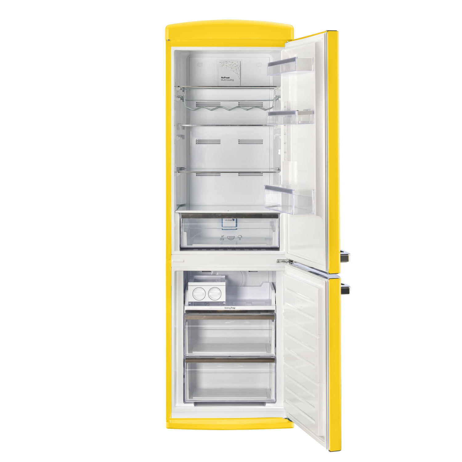 Unique Appliances Classic Retro 24-inch 12 cu. ft. Retro Frost Free Bottom Freezer Refrigerator in Canary Yellow