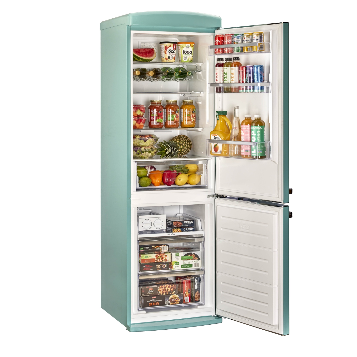 Unique Appliances Classic Retro 24-inch 12 cu ft Retro Frost Free Bottom Freezer Refrigerator in Ocean Mist Turquoise