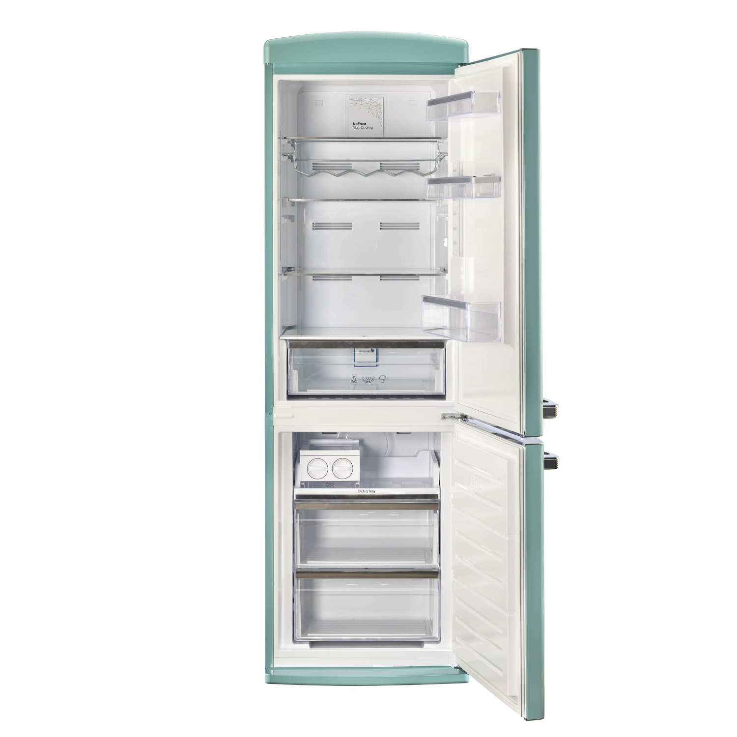 Unique Appliances Classic Retro 24-inch 12 cu ft Retro Frost Free Bottom Freezer Refrigerator in Ocean Mist Turquoise