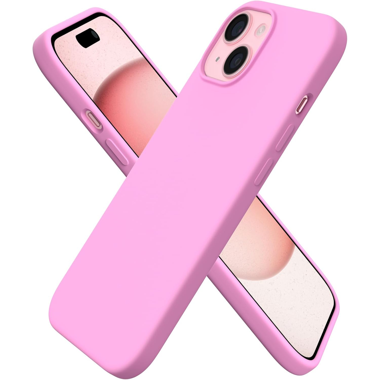 ORNARTO Compatible with iPhone 15 Case, Slim Liquid Silicone 3 Layers Full Covered Soft Gel Rubber Phone Case Protective Cover with Microfiber Lining