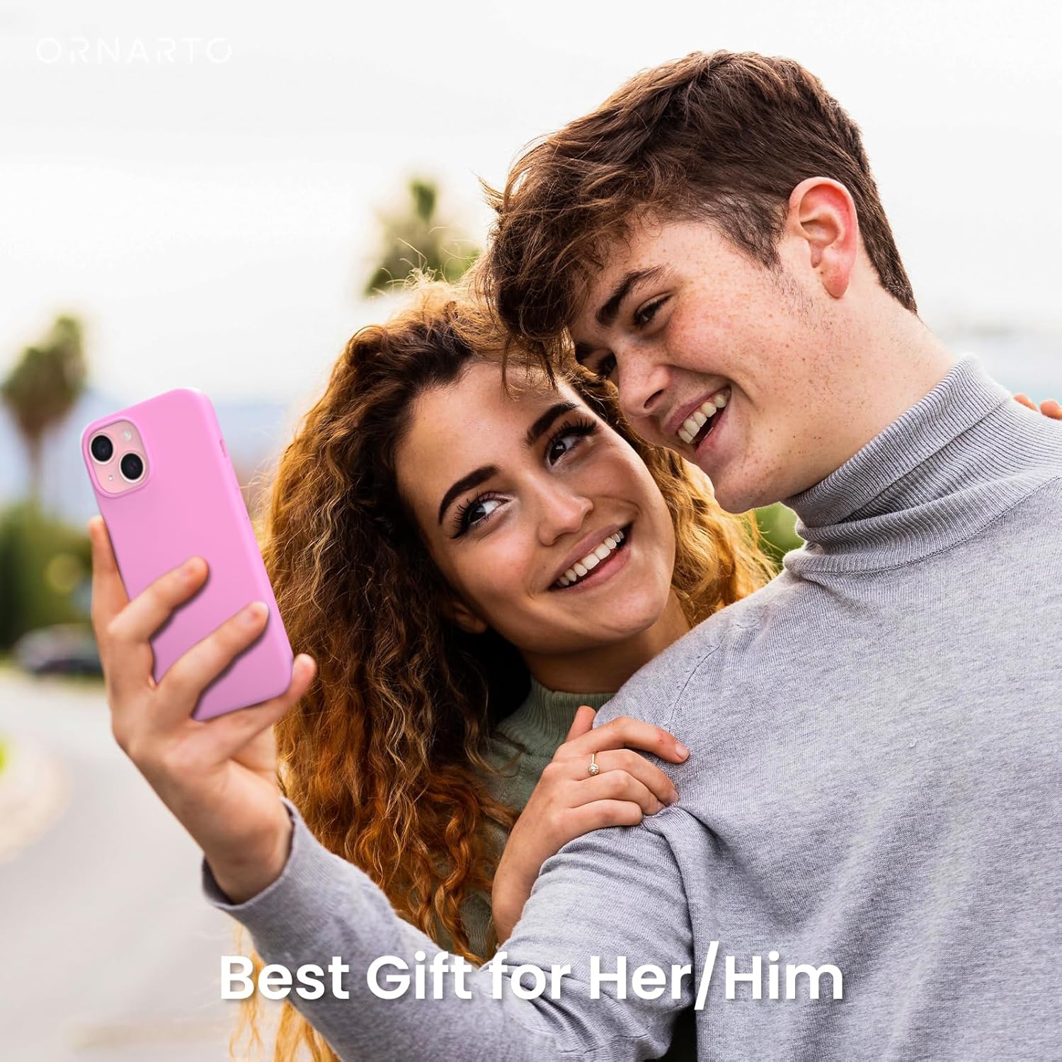 ORNARTO Compatible with iPhone 15 Case, Slim Liquid Silicone 3 Layers Full Covered Soft Gel Rubber Phone Case Protective Cover with Microfiber Lining