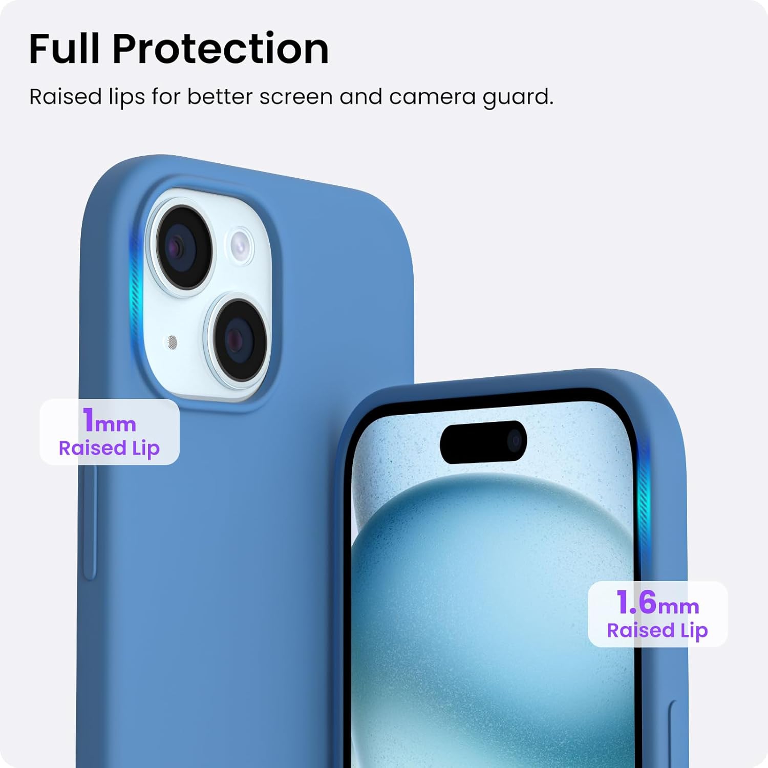 ORNARTO Compatible with iPhone 15 Case, Slim Liquid Silicone 3 Layers Full Covered Soft Gel Rubber Phone Case Protective Cover with Microfiber Lining