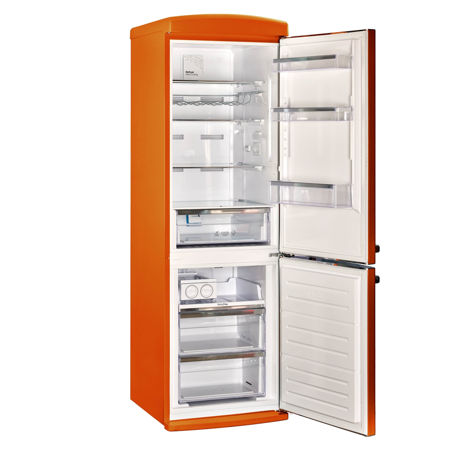 Classic Retro d'unique électroménagers de 24 po et 12 pi3. avec Réfrigérateur à congélateur inférieur sans givre rétro, crème orange