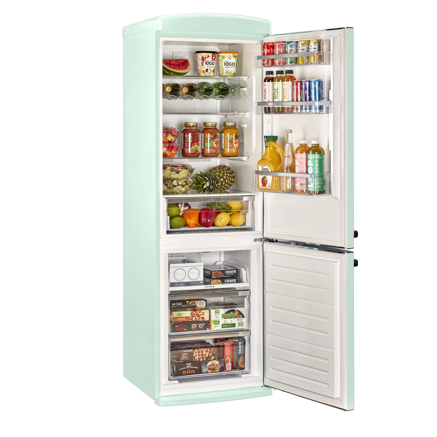 Unique Appliances Classic Retro 24-inch 12 cu. ft. Retro Frost Free Bottom Freezer Refrigerator in Summer Mint Green