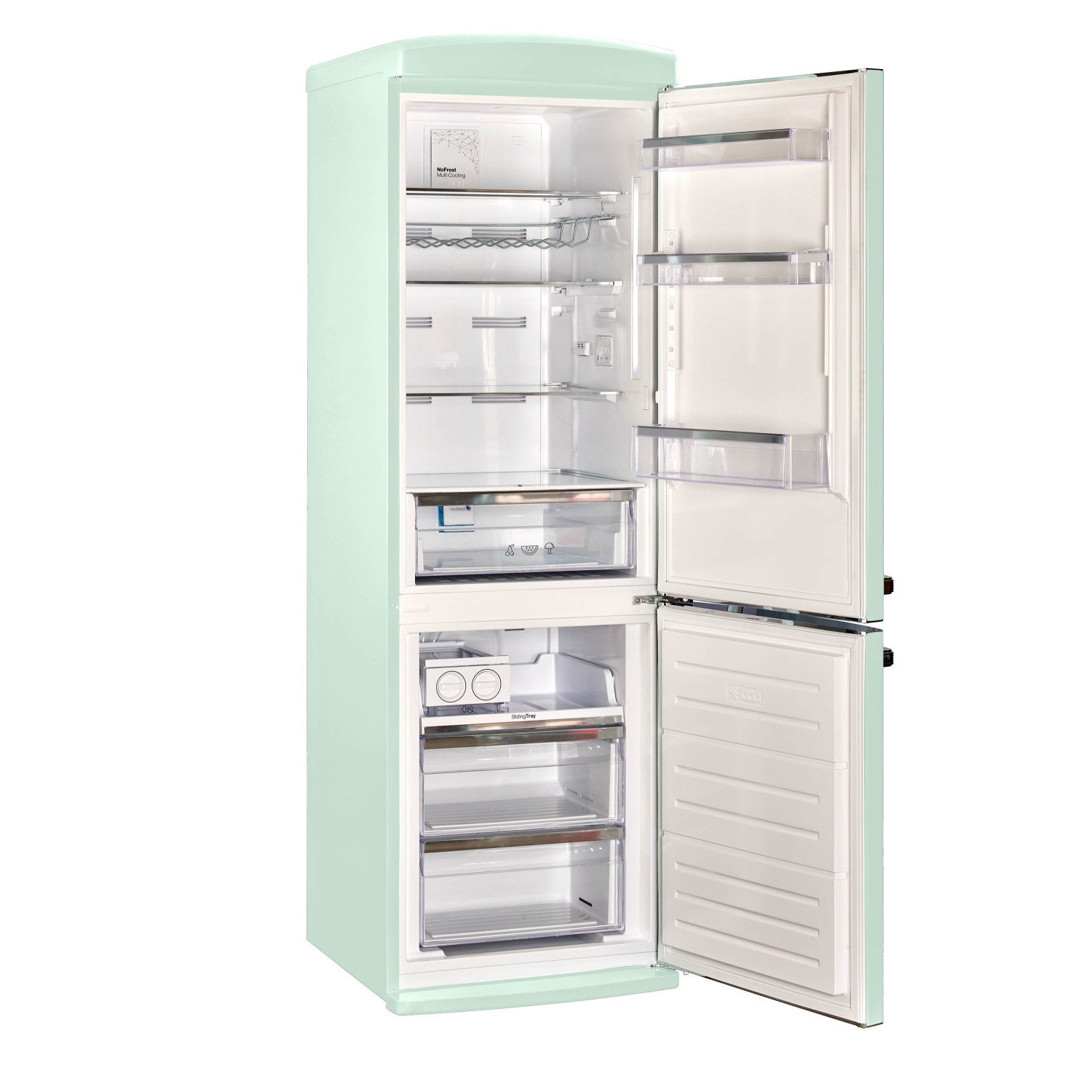 Unique Appliances Classic Retro 24-inch 12 cu. ft. Retro Frost Free Bottom Freezer Refrigerator in Summer Mint Green