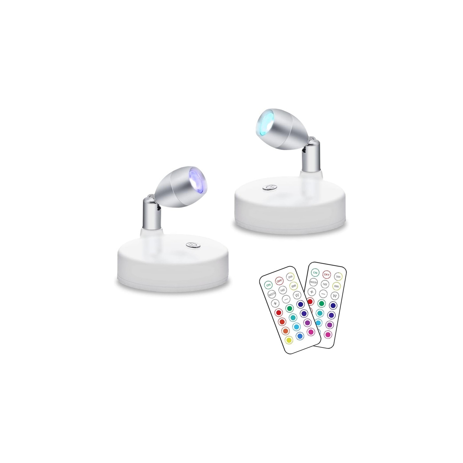 YOULIGHTS 2, projecteur LED RVB, lampes d'appoint à piles, mini rondelle d'intérieur, éclairage ascendant à intensité réglable, blanc chaud 4000 K,