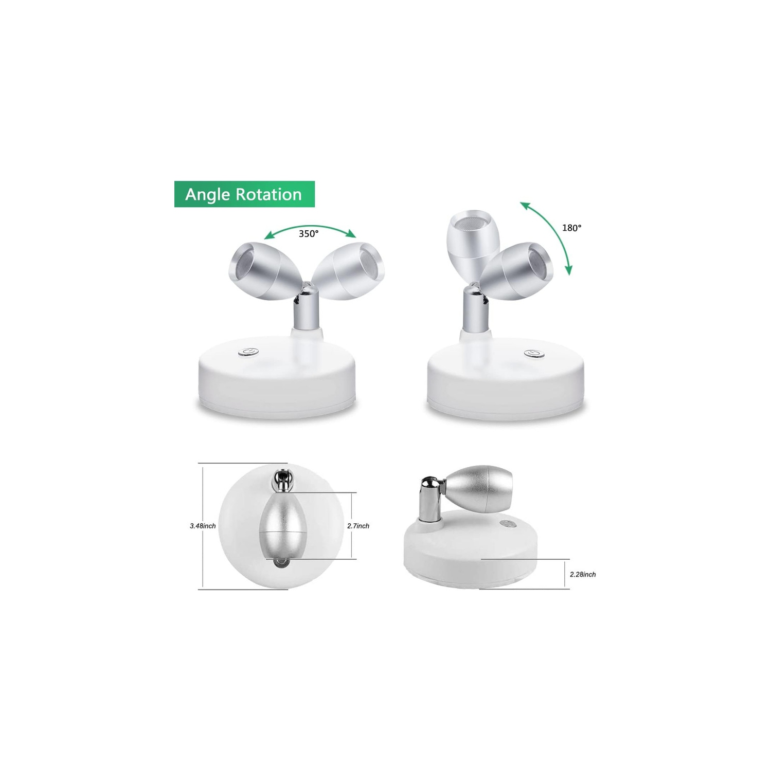 YOULIGHTS 2, projecteur LED RVB, lampes d'appoint à piles, mini rondelle d'intérieur, éclairage ascendant à intensité réglable, blanc chaud 4000 K,