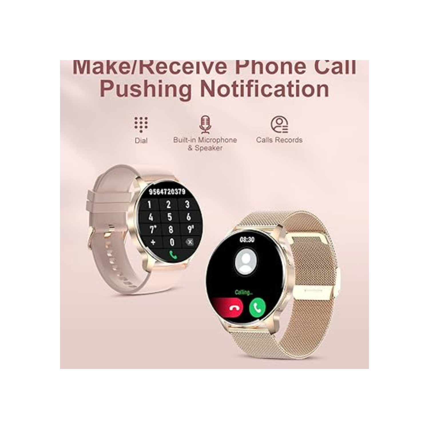 Smart Watches for Women Fashion with Making/Receive Call Notification AI Voice Assistant Compatible Android iOS Sports Fitness Heart Rate Blood