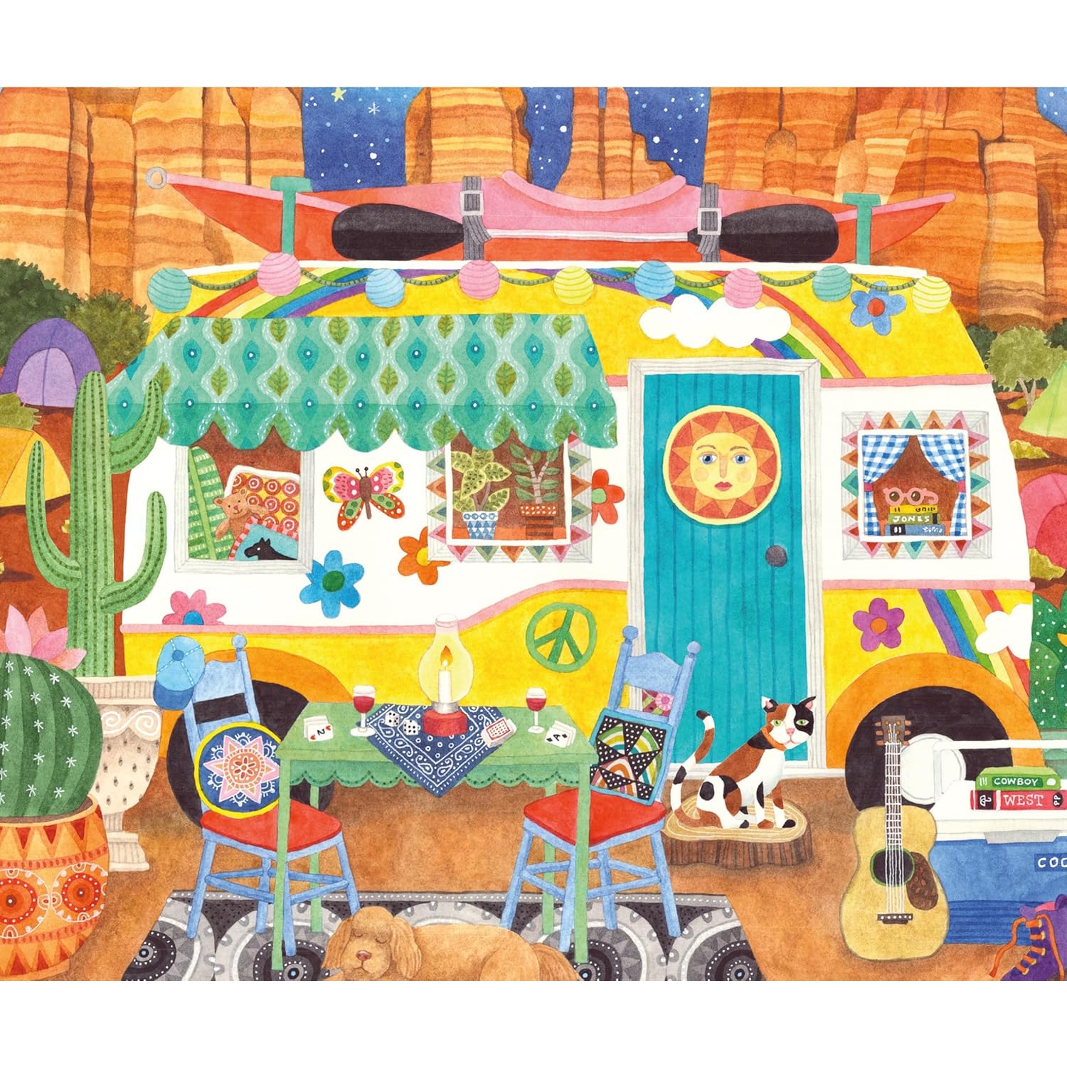 Ceaco - 5 in 1 Multipack - Happy Camper - 300 Piece, (2) 500 Piece, (1) 750 Piece Jigsaw Puzzles