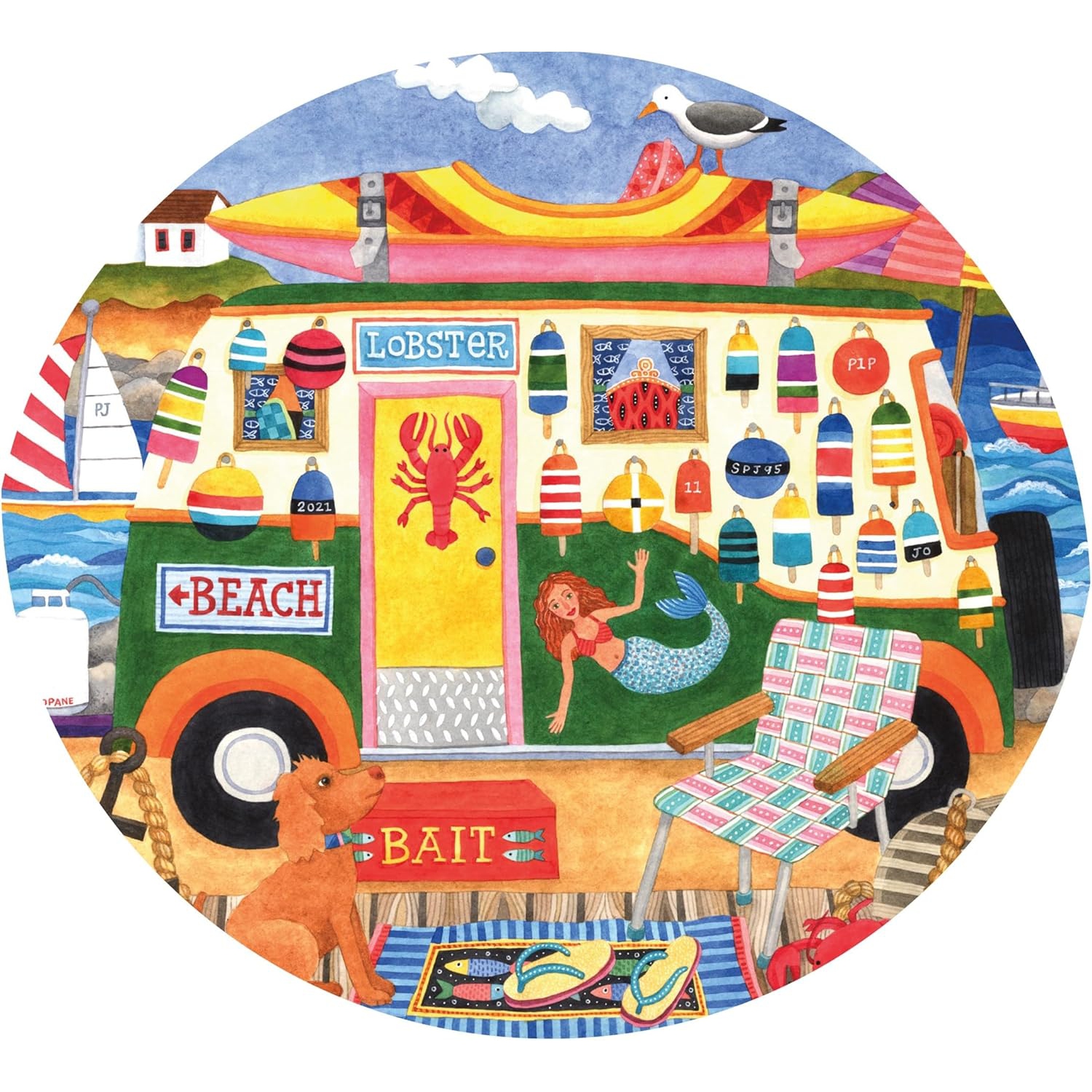 Ceaco - 5 in 1 Multipack - Happy Camper - 300 Piece, (2) 500 Piece, (1) 750 Piece Jigsaw Puzzles