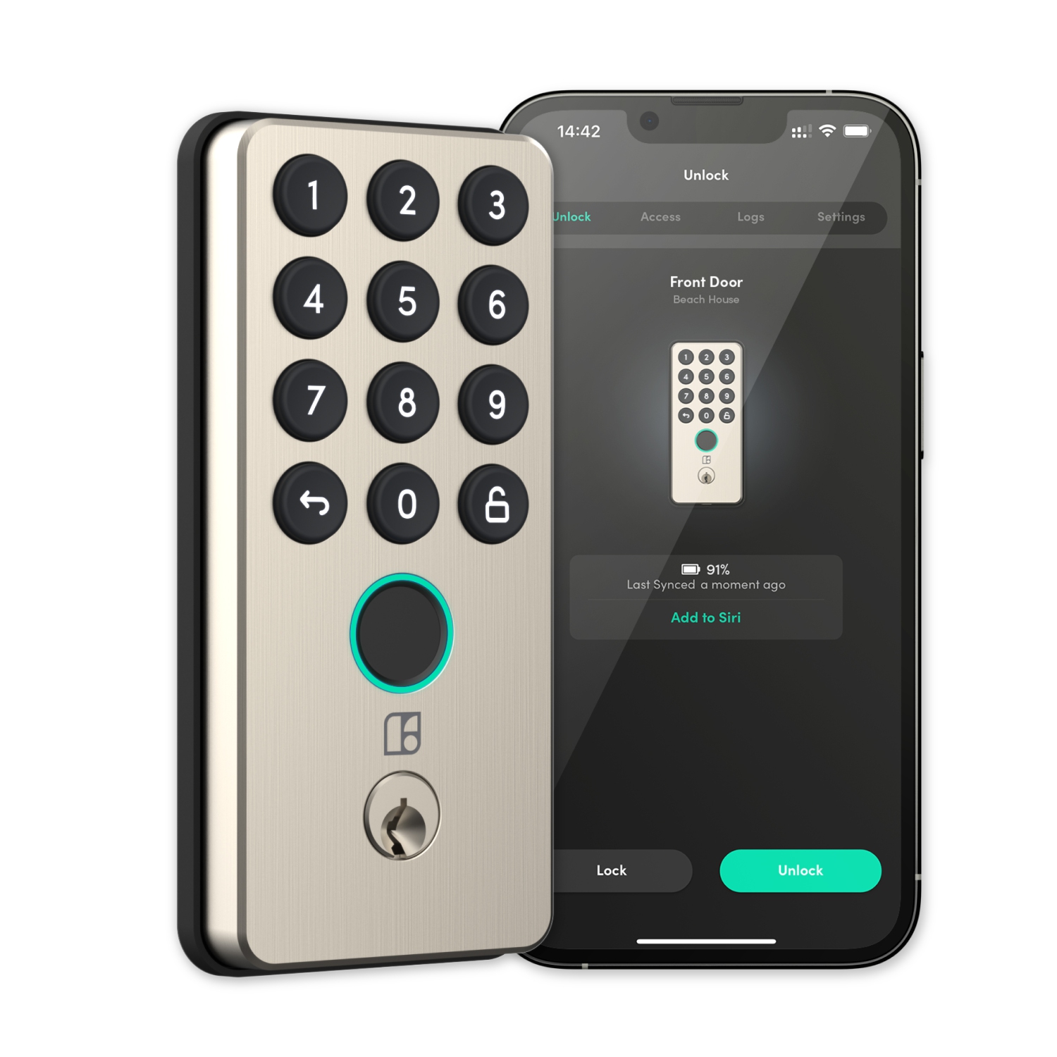 igloohome Deadbolt Go Smart Lock (Satin Nickel) w/Fingerprint, Digital Keys, Remote PIN Codes, Apple Watch & Alexa w/WiFi Bridge (Sold Separately) -