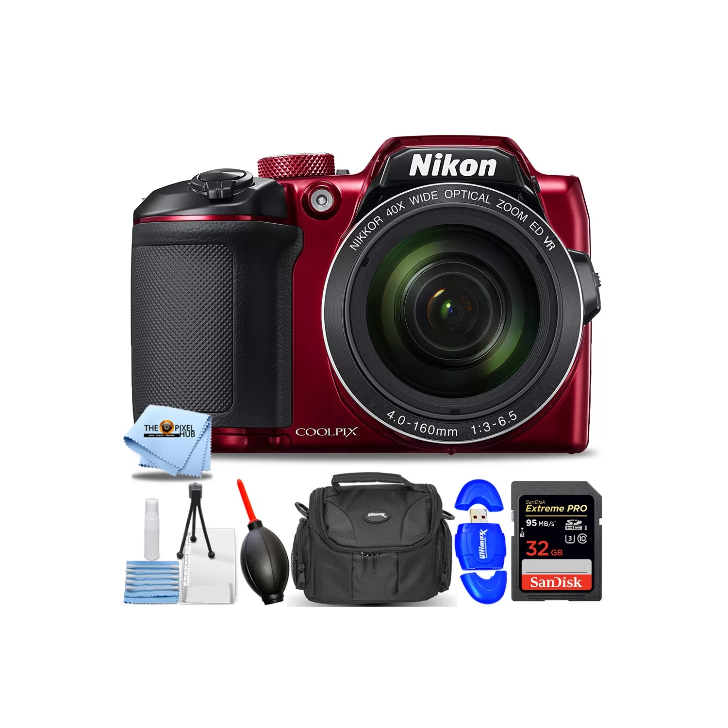 Nikon COOLPIX B500 Digital Camera (Red) 26508 - 7PC Accessory Bundle