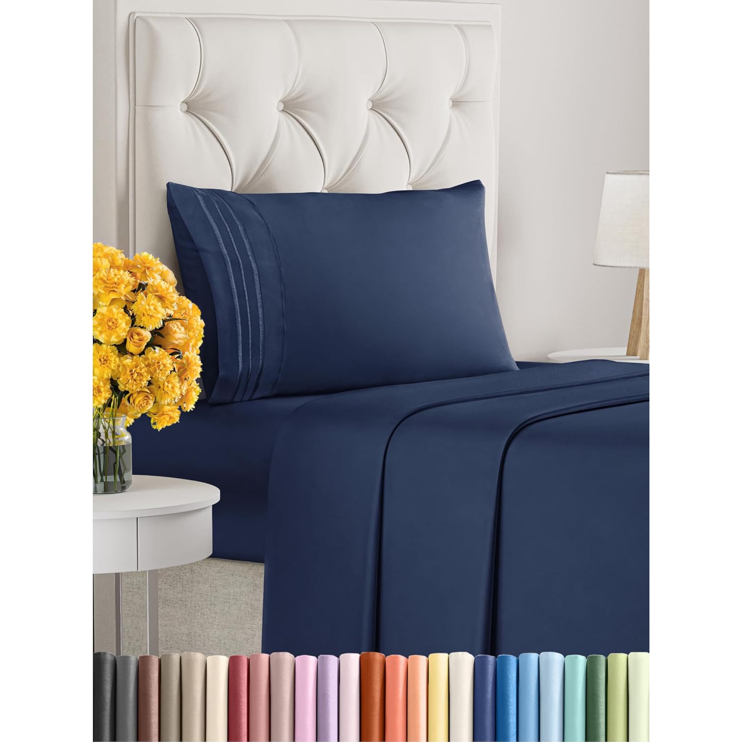 Ensemble de draps 3 pièces pour lit simple -Comfy Breathable & Cooling Sheets - draps Hotel Luxury -poches profondes, Easy-Fit, draps extra-doux et