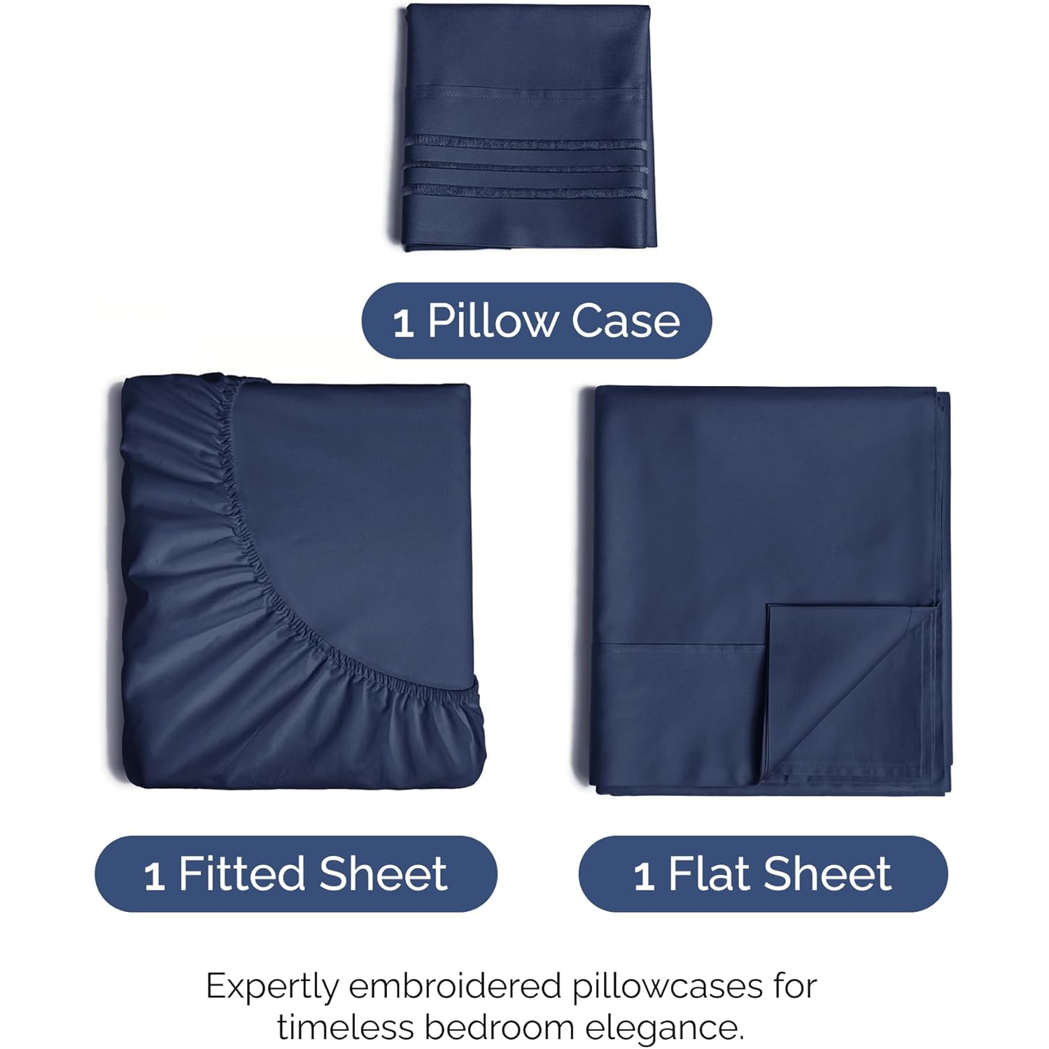 Ensemble de draps 3 pièces pour lit simple -Comfy Breathable & Cooling Sheets - draps Hotel Luxury -poches profondes, Easy-Fit, draps extra-doux et