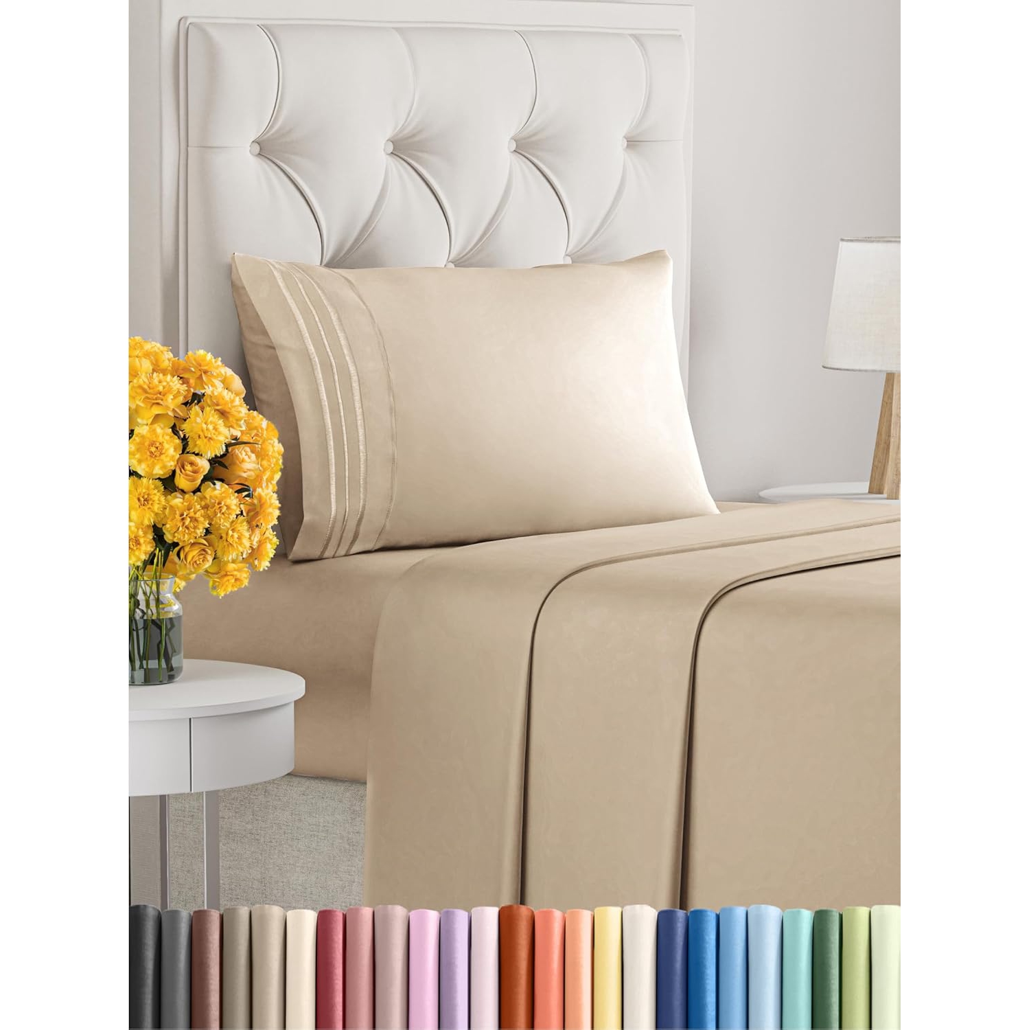 Twin Size 3 Piece Sheet Set - Comfy Breathable & Cooling Sheets - Hotel Luxury Bed Sheets - Deep Pockets, Easy-Fit, Extra Soft & Wrinkle Free Sheets