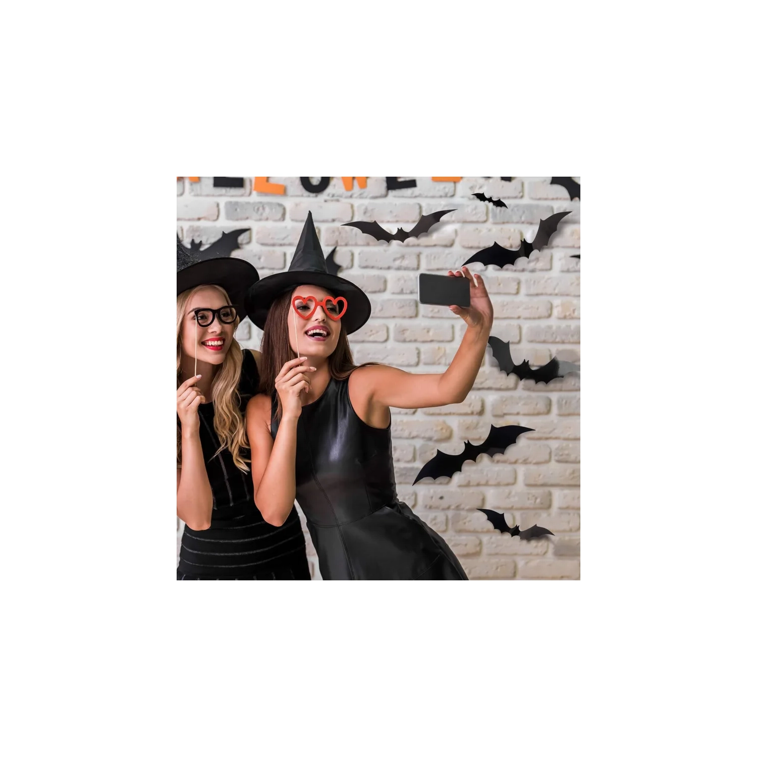 88 Pcs 3D Bats Halloween Decoration Set | 4 Sizes PVC Bat Stickers for Wall, Party, and Halloween Decor | Includes 140 Adhesive Pieces