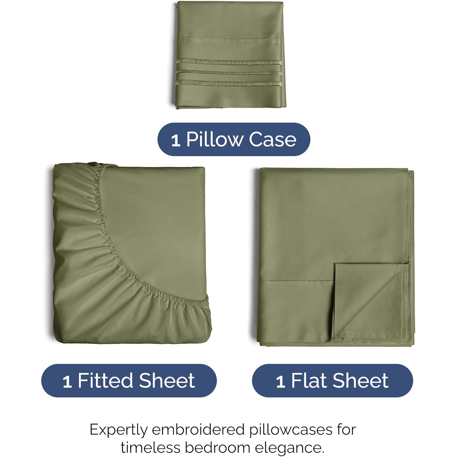 Twin Size 3 Piece Sheet Set - Comfy Breathable & Cooling Sheets - Hotel Luxury Bed Sheets - Deep Pockets, Easy-Fit, Soft & Wrinkle Free Sheets - Sage