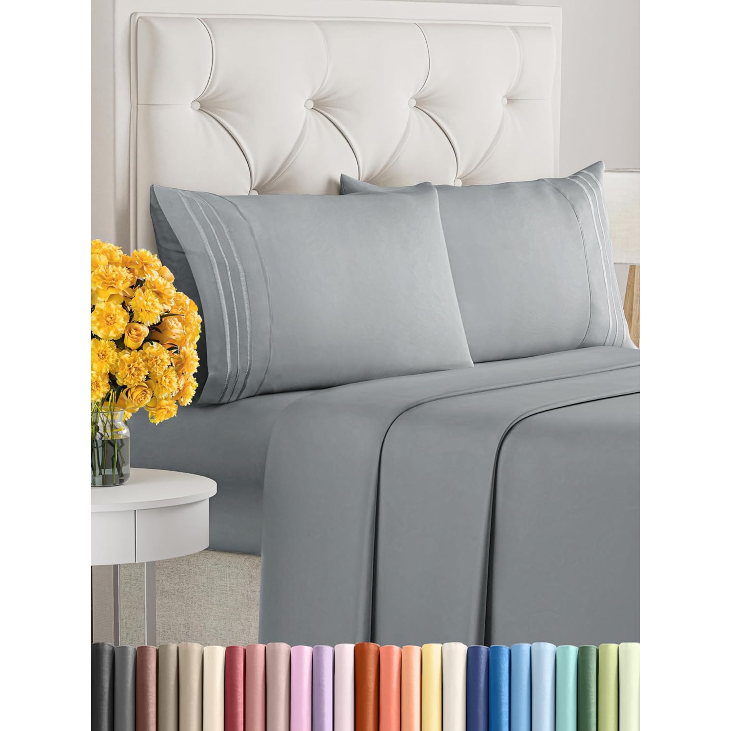 Full Size 4 Piece Sheet Set - Comfy Breathable & Cooling Sheets - Hotel Luxury Bed Sheets - Deep Pockets, Easy-Fit, Soft & Wrinkle Free Sheets -