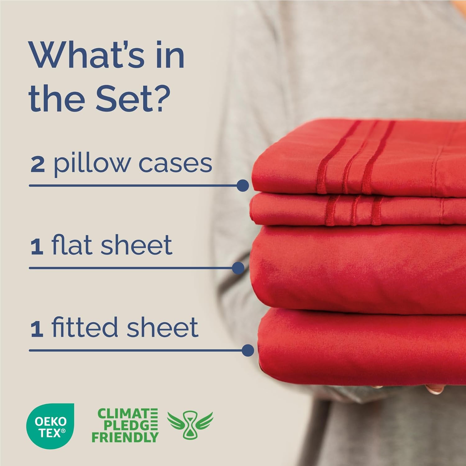 Full Size 4 Piece Sheet Set - Comfy Breathable & Cooling Sheets - Hotel Luxury Bed Sheets - Deep Pockets, Easy-Fit, Extra Soft & Wrinkle Free Sheets