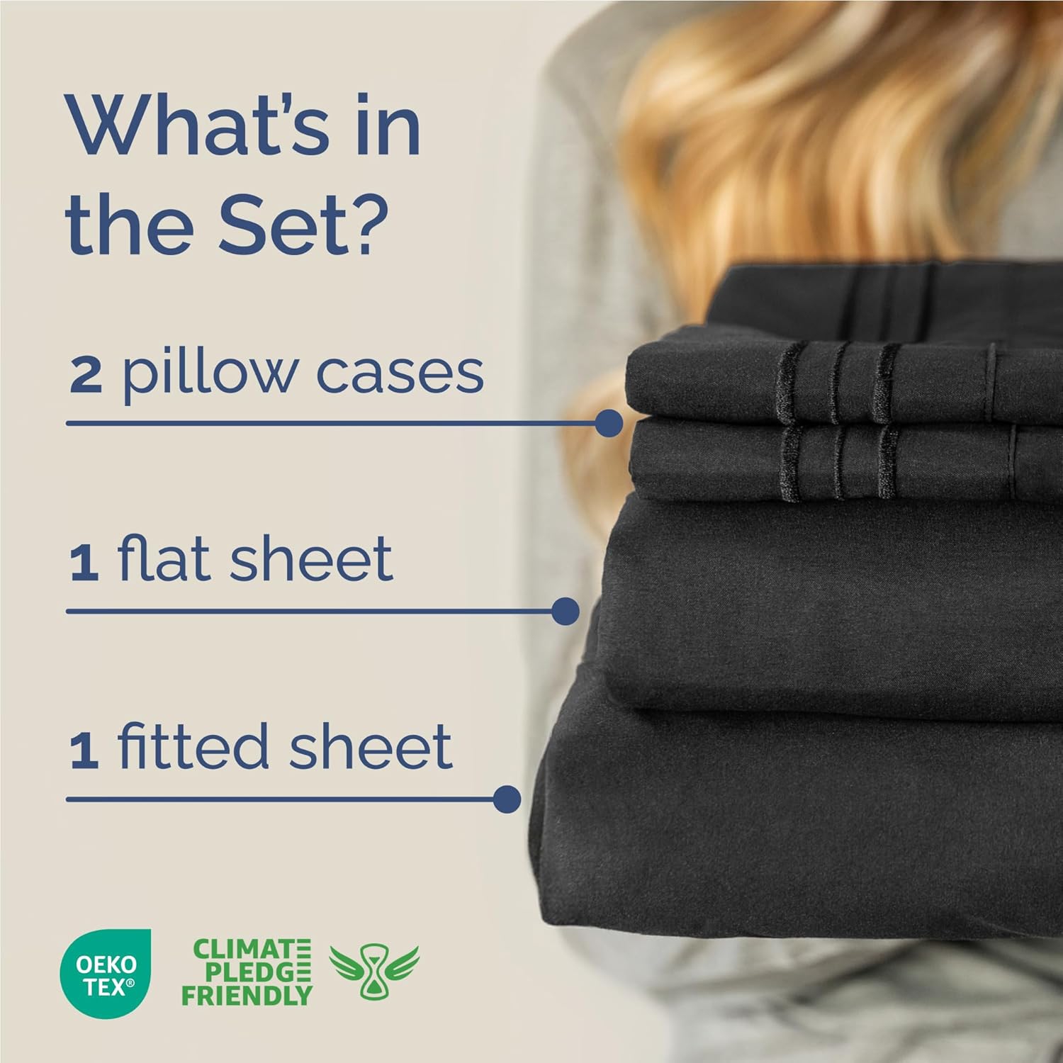 Full Size 4 Piece Sheet Set - Comfy Breathable & Cooling Sheets - Hotel Luxury Bed Sheets - Deep Pockets, Easy-Fit, Extra Soft & Wrinkle Free Sheets