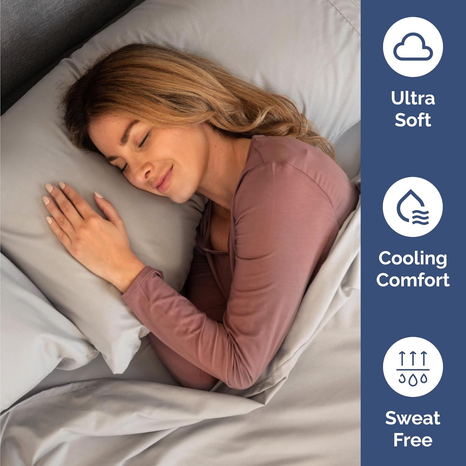 Ensemble de draps 4 pièces pour lit double - draps de luxe Hôtel - très doux - poches profondes - Easy Fit - respirant et rafraîchissant - non