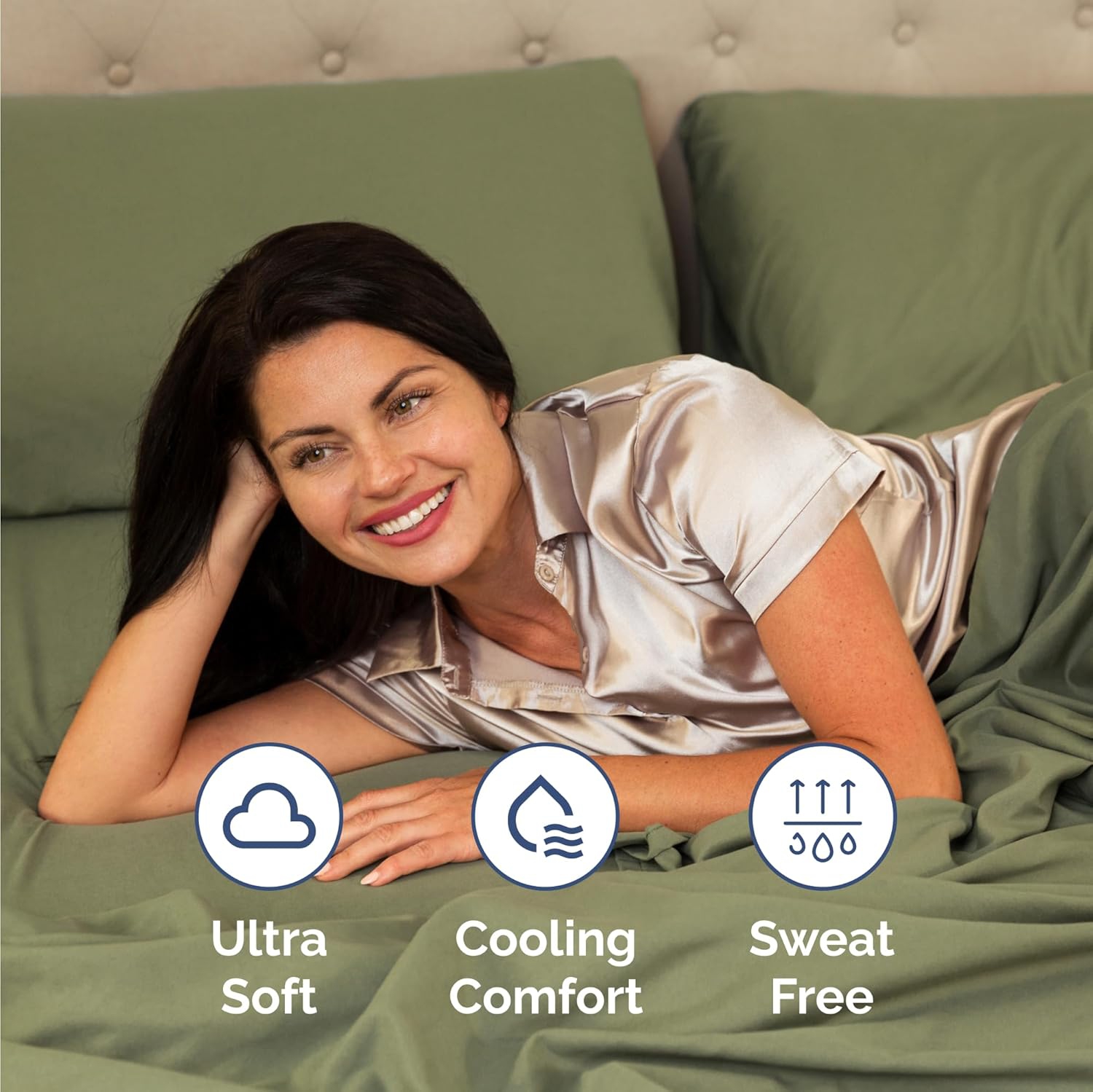 Full Size 4 Piece Sheet Set - Comfy Breathable & Cooling Sheets - Hotel Luxury Bed Sheets - Deep Pockets, Easy-Fit, Soft & Wrinkle Free Sheets - Sage