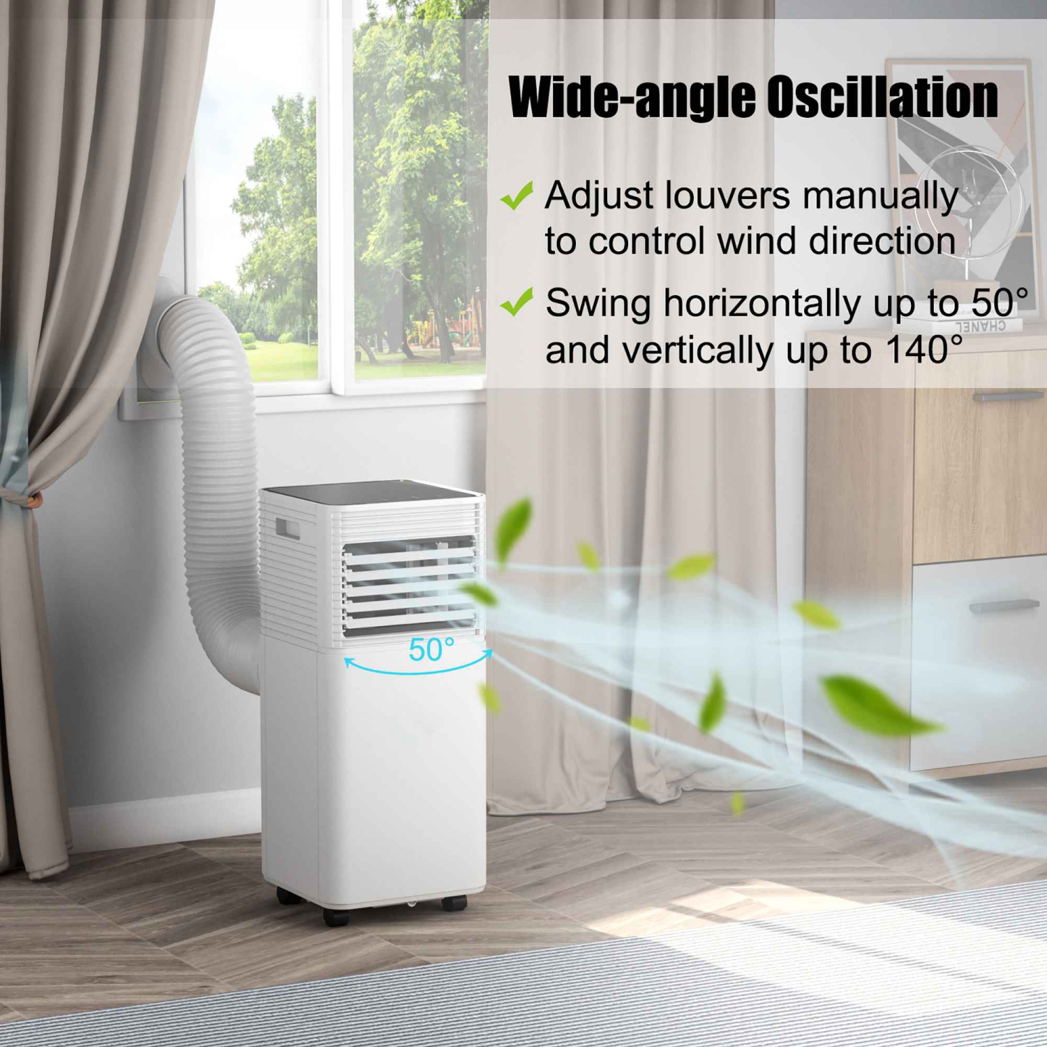 Costway Portable Air Conditioner, 8000BTU Ac Unit Spaces up to 230sq.ft, with Remote Control, 24H Timer & Window Venting Kit, Sleep Mode