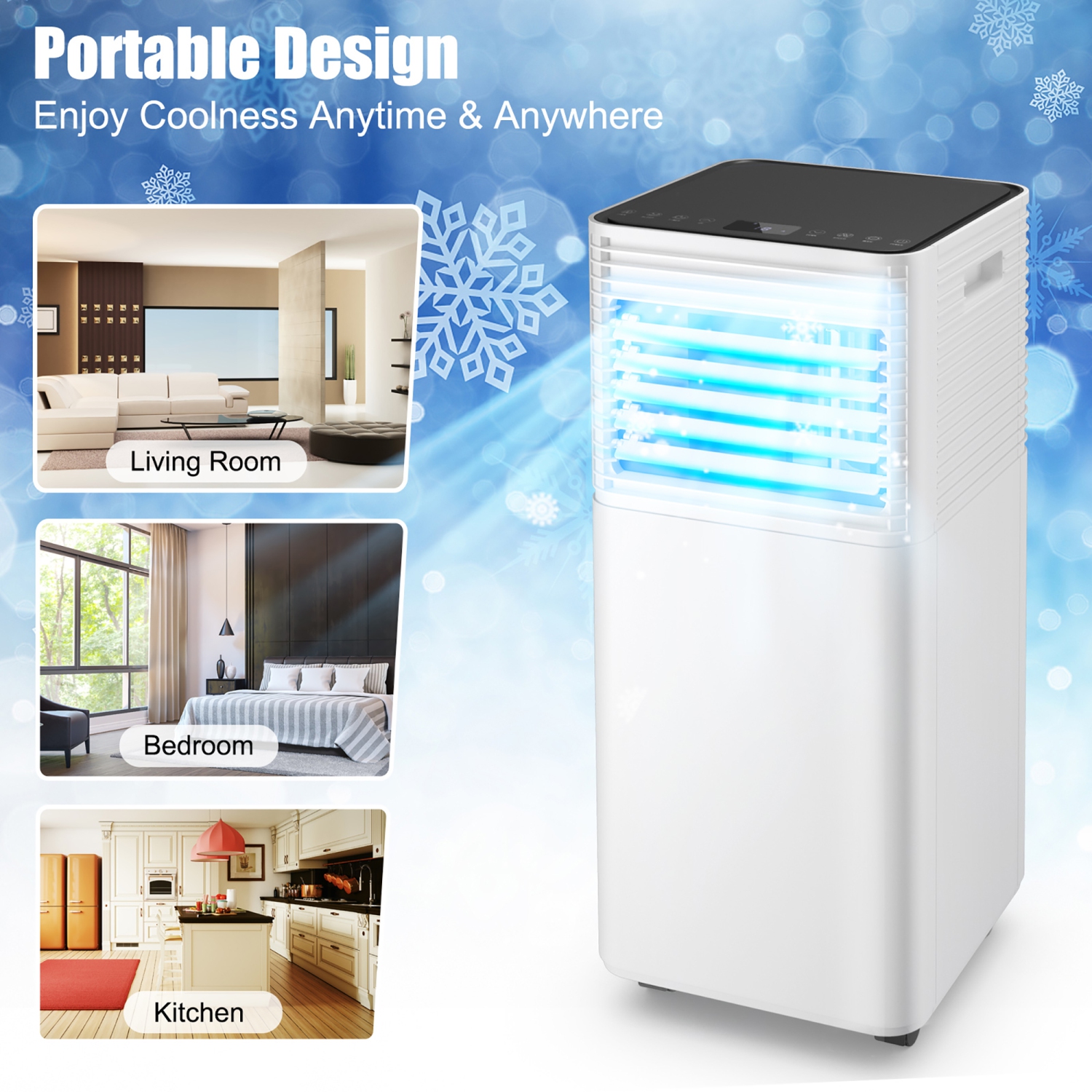 Costway Portable Air Conditioner, 8000BTU Ac Unit Spaces up to 230sq.ft, with Remote Control, 24H Timer & Window Venting Kit, Sleep Mode