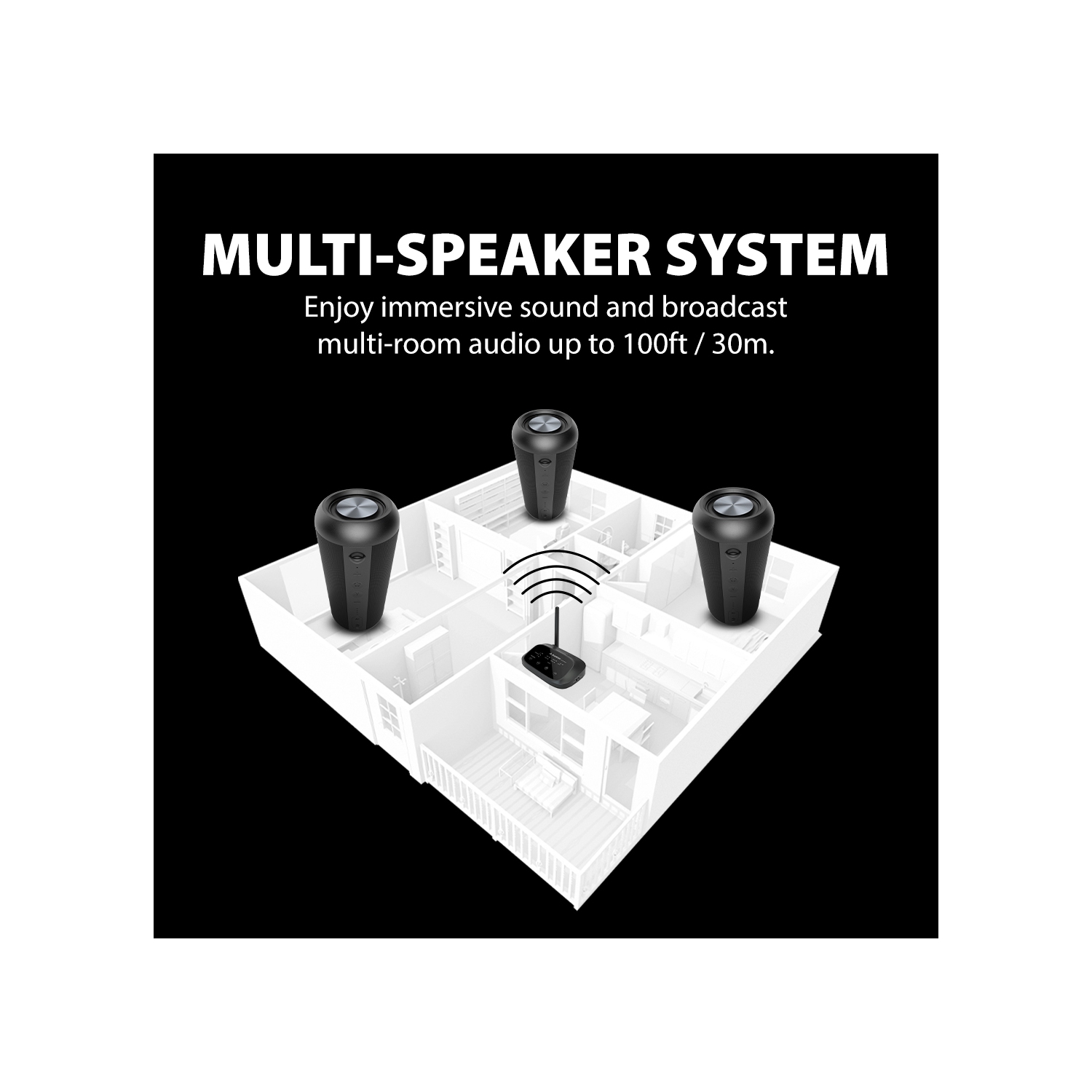 Avantree Harmony 2 - [Bluetooth Version] Advanced Multi-Room Wireless Stereo Speakers System with Bluetooth & Wired Input Options