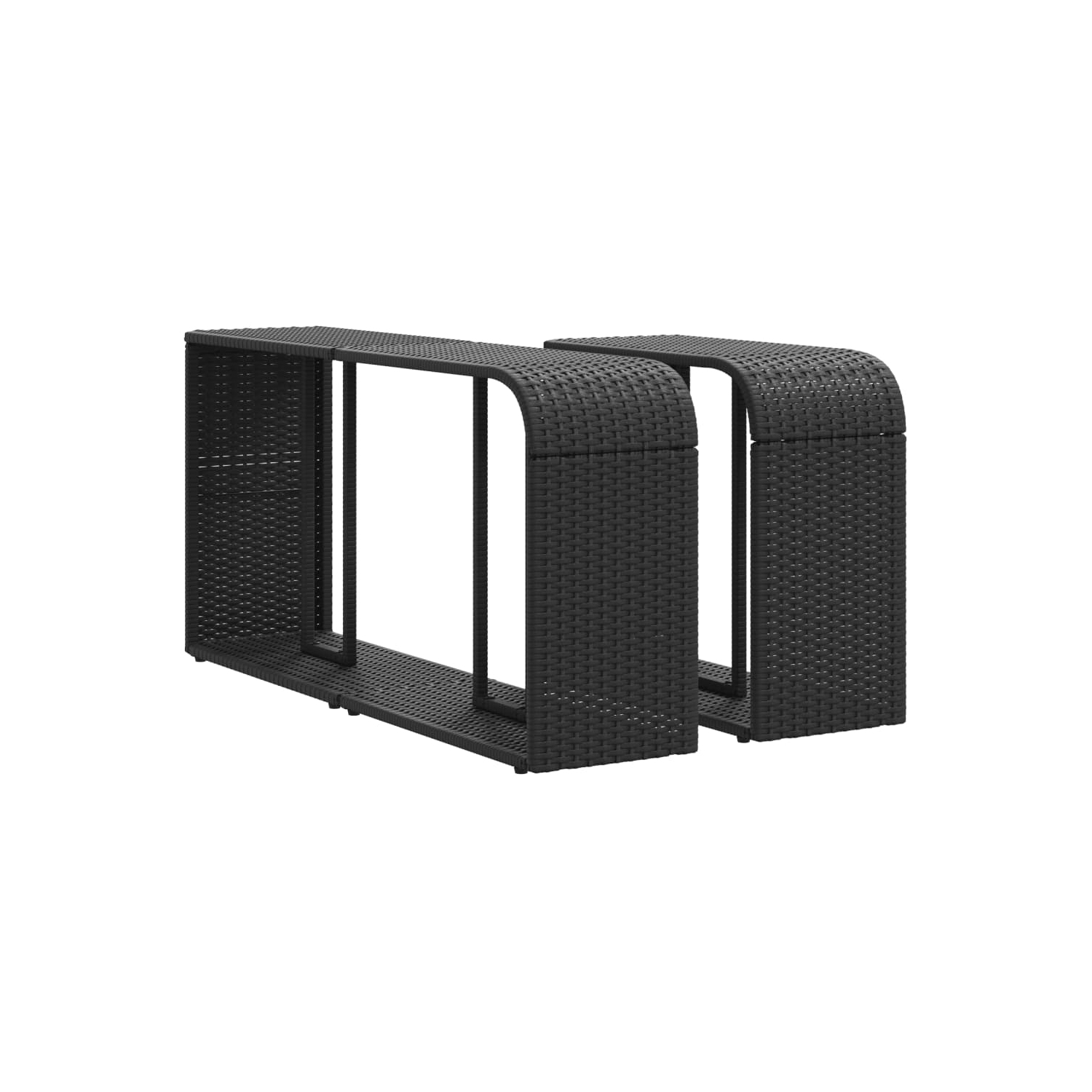 vidaXL Storage Shelves 2 pcs Black Poly Rattan