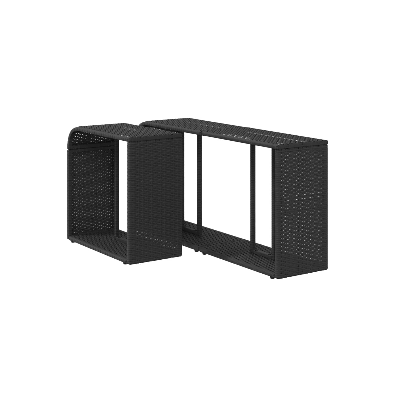 vidaXL Storage Shelves 2 pcs Black Poly Rattan