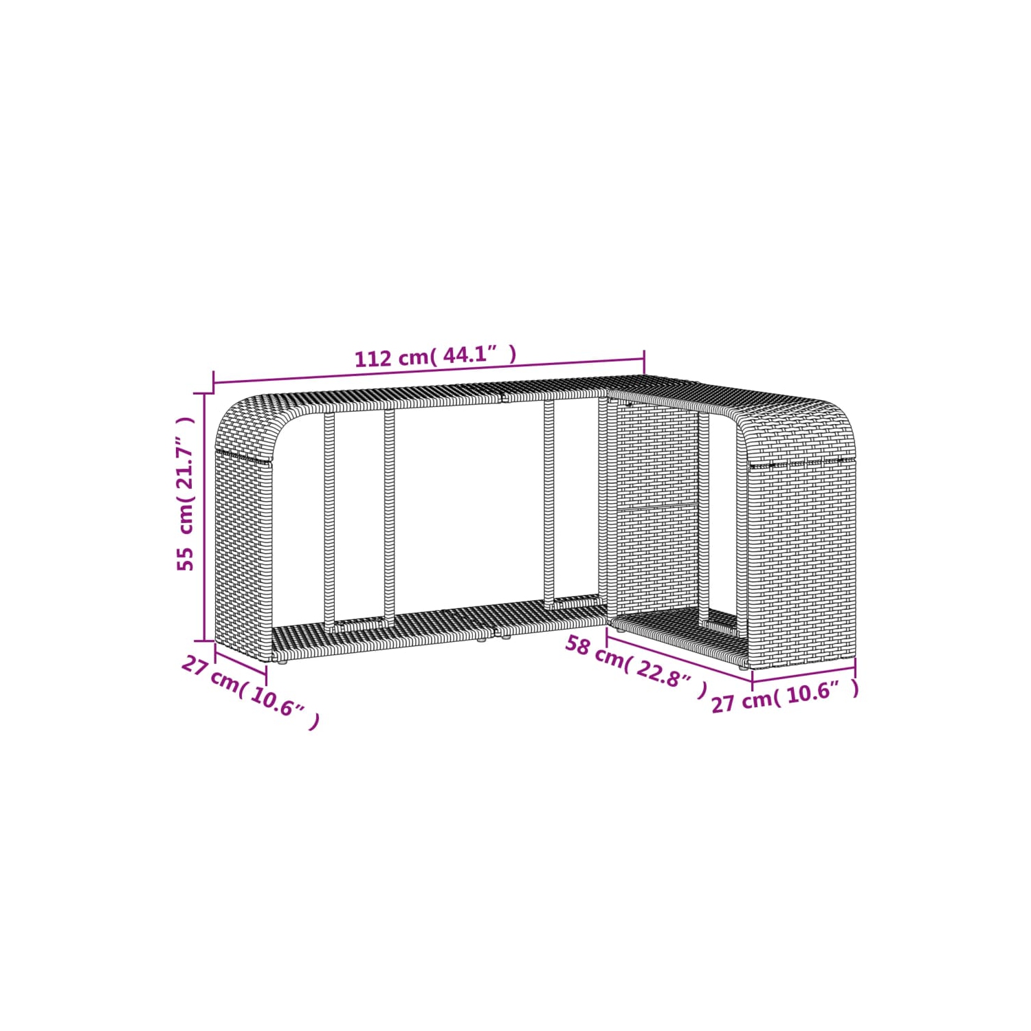 vidaXL Storage Shelves 2 pcs Black Poly Rattan