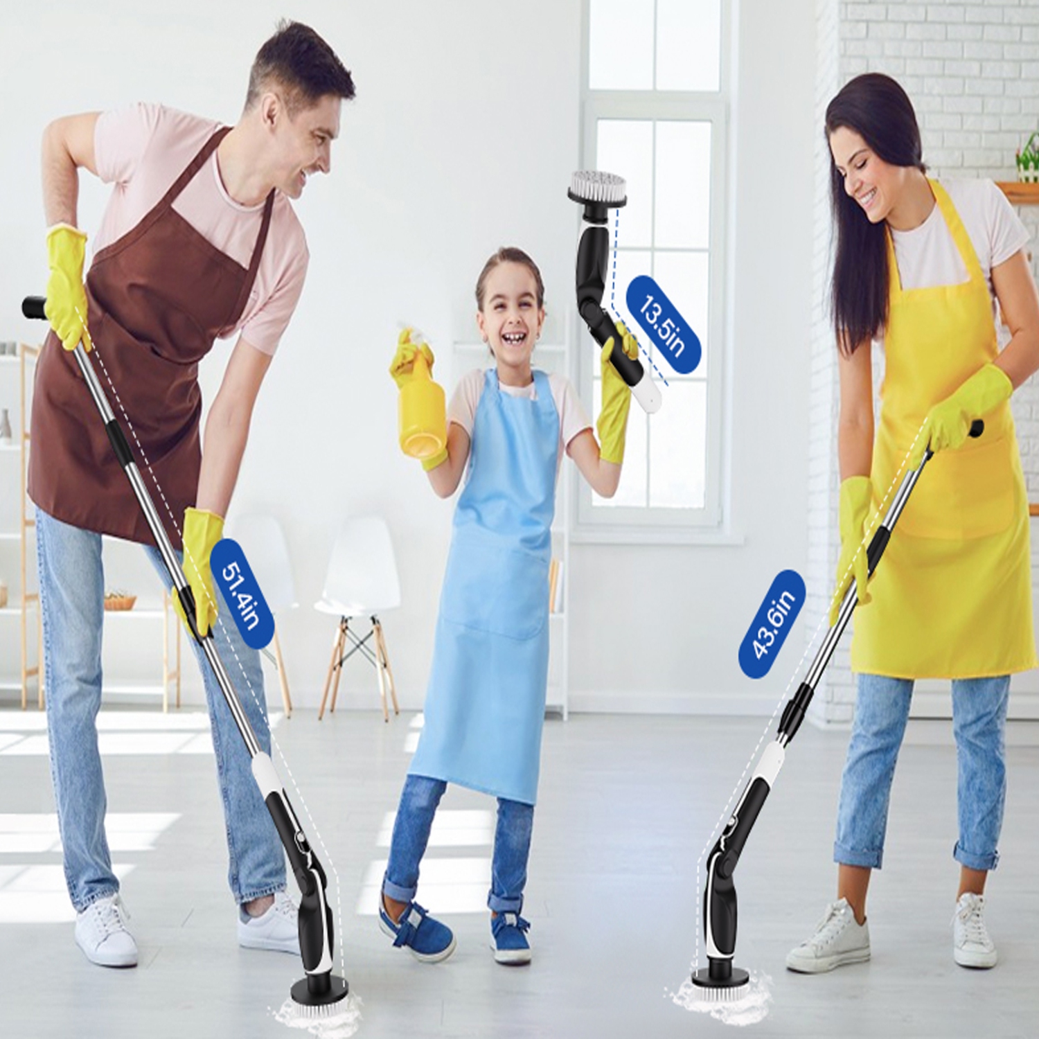 Paucax Electric&nbsp;Spin&nbsp;Scrubber Upgrade&nbsp;Cordless&nbsp;Electric Cleaning&nbsp;Brush with 7 Adjustable Cleaning Brush Heads for Bathtub,