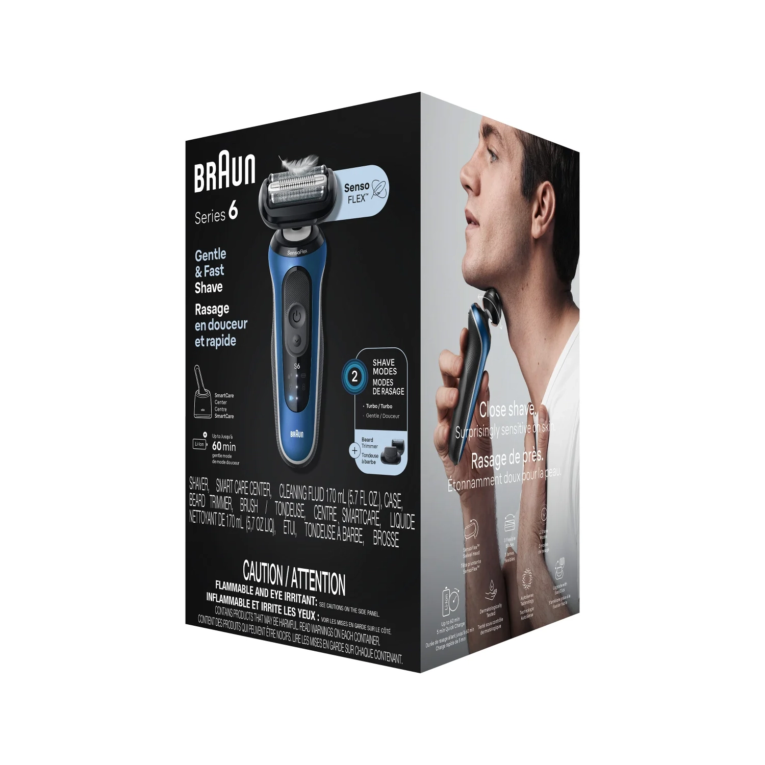 Rasoir électrique pour hommes de Braun, Series 6 6175&nbsp;cc Plus, rasage humide et sec, modes Turbo et GentleShaving, rasoir à grille, nettoyage et