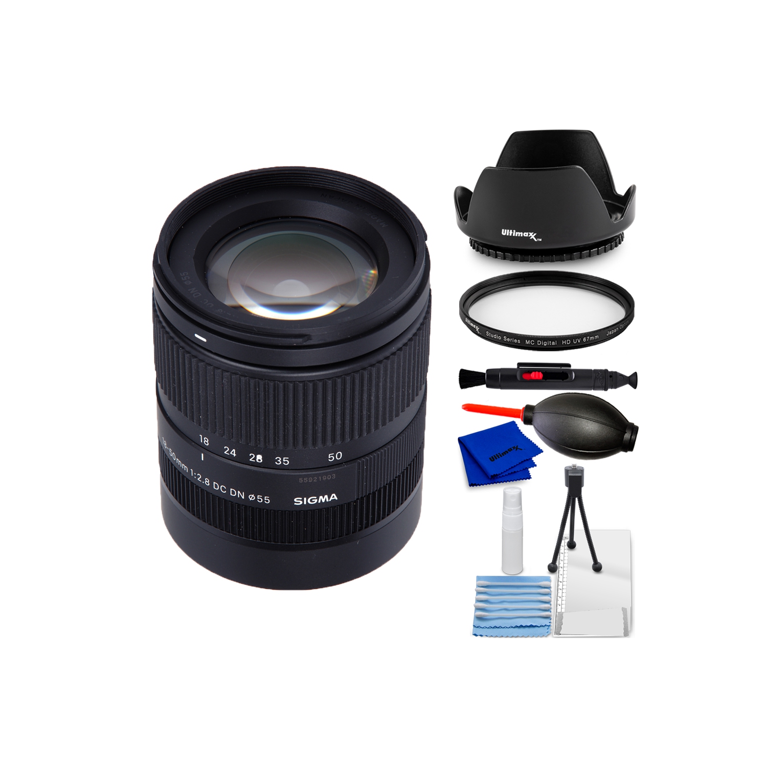 Sigma 18-50mm f/2.8 DC DN Contemporary Lens for Canon RF 585972 - 7PC Bundle