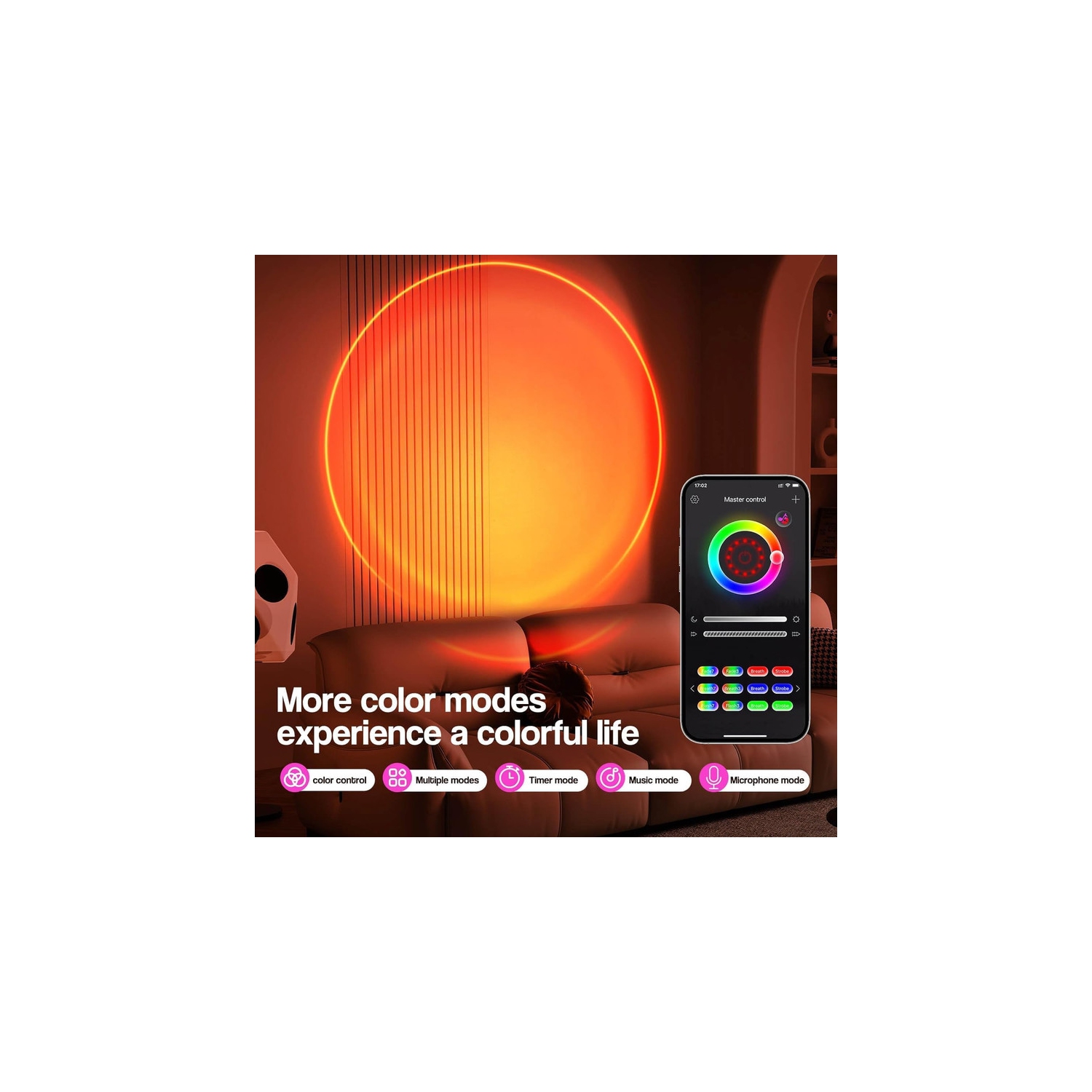 YOULIGHTS Sunset light projection, LED sunset light, 16 color changes APP controlled 180° soothing sunset light projector for room photography party