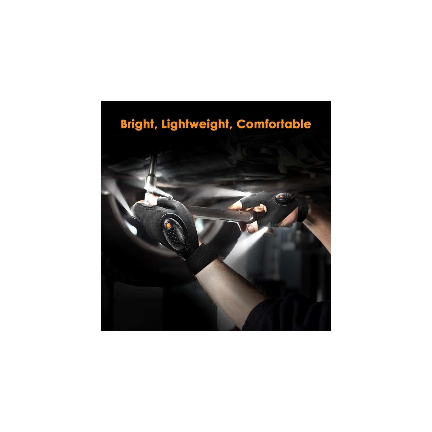 YOULIGHTS Rechargeable LED Flashlight Gloves, Adult Men Christmas Birthday Gifts Waterproof Lighting Gloves for Dad Husband, Boyfriend and Car