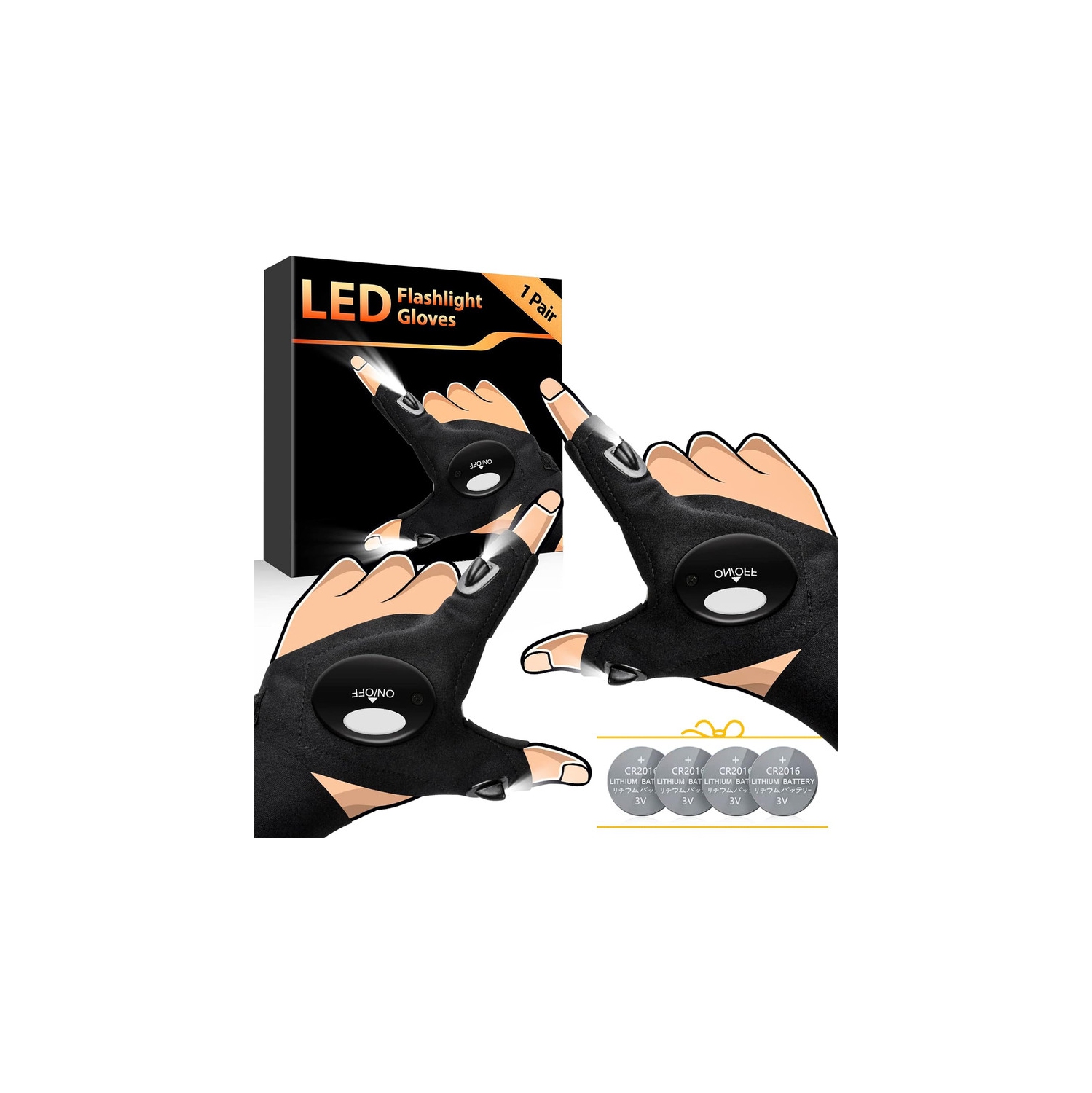 YOULIGHTS Flashlight Gloves, Men's Christmas Gifts for Dad Husband and Grandpa, Cool Gadgets, Fishing Camping Reading Lights for Men, Adults,