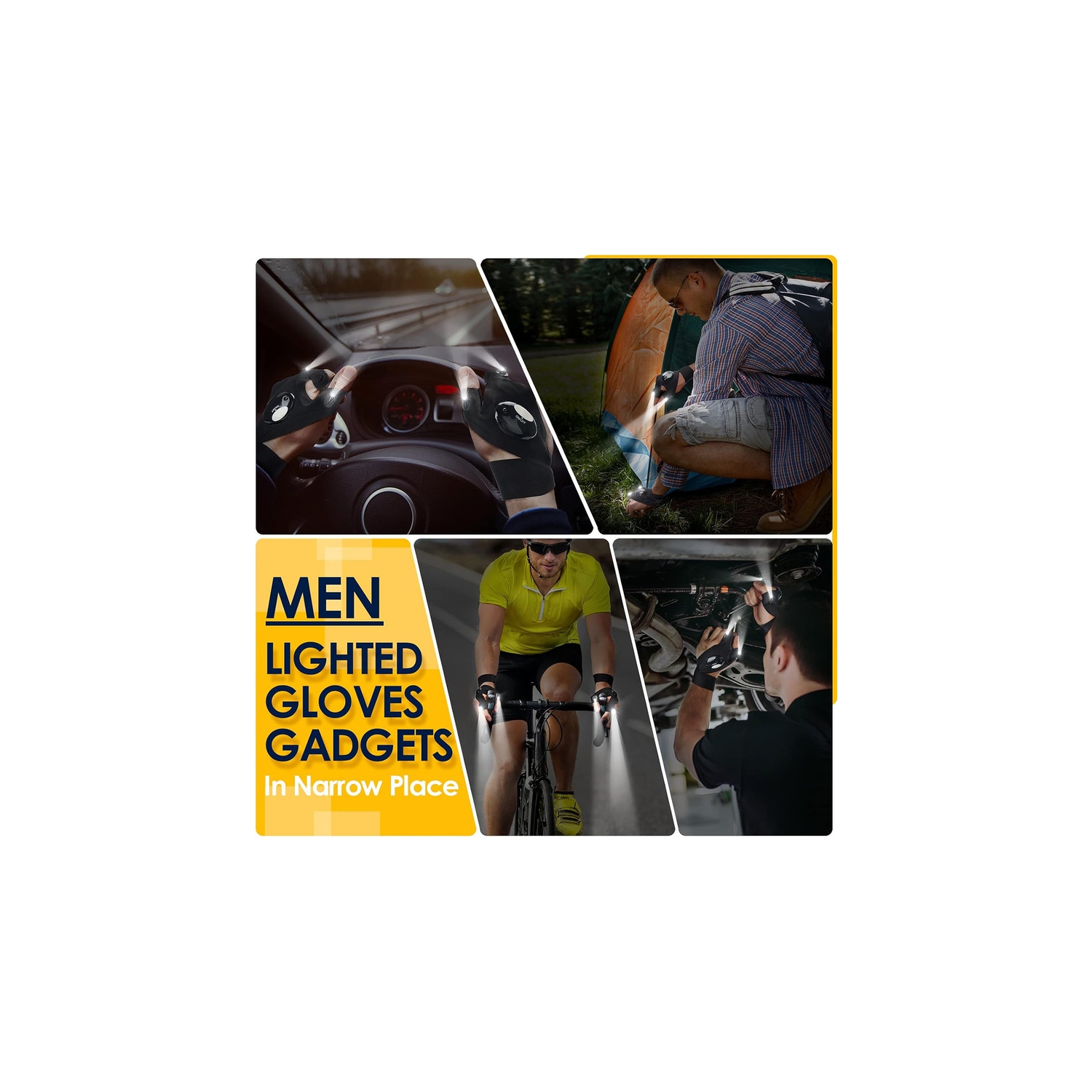 YOULIGHTS Flashlight Gloves, Men's Christmas Gifts for Dad Husband and Grandpa, Cool Gadgets, Fishing Camping Reading Lights for Men, Adults,