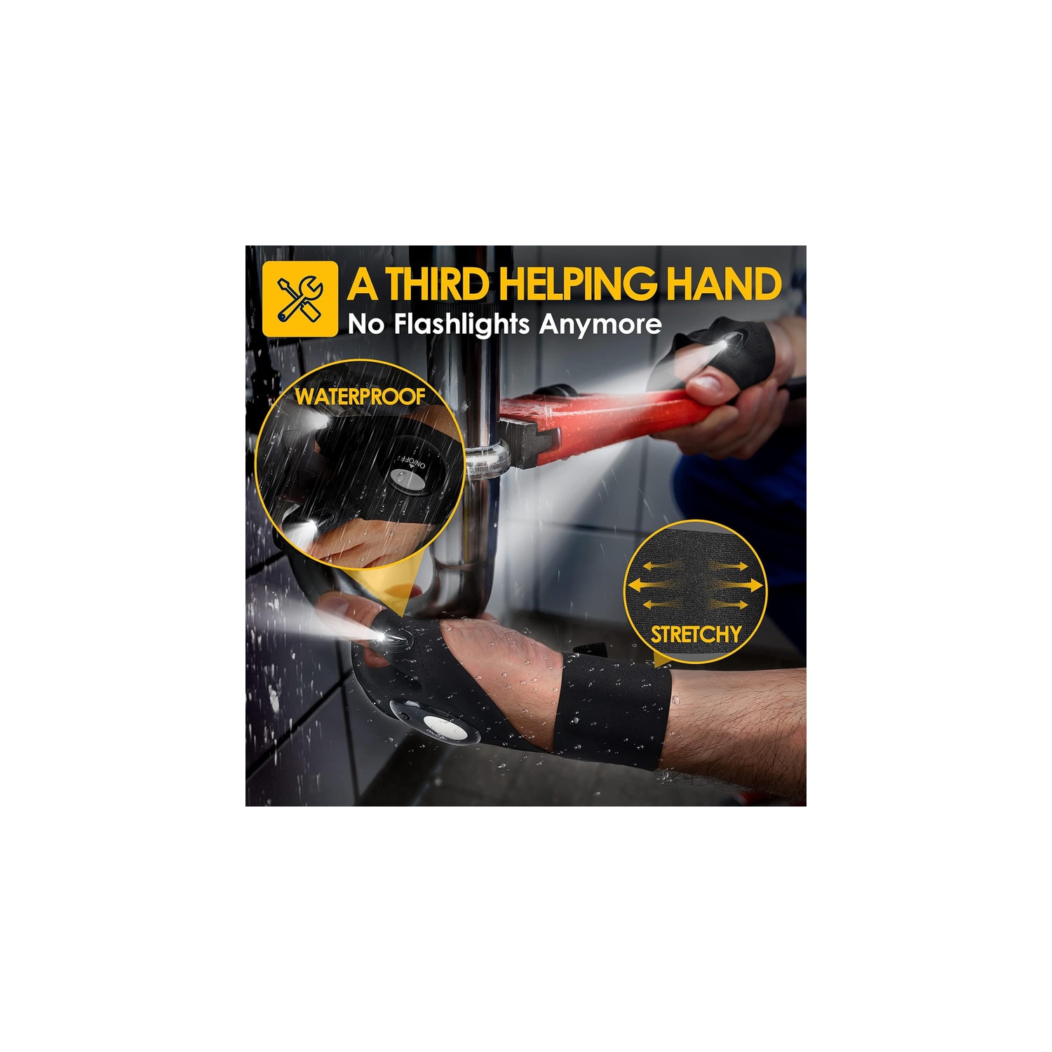 YOULIGHTS Flashlight Gloves, Men's Christmas Gifts for Dad Husband and Grandpa, Cool Gadgets, Fishing Camping Reading Lights for Men, Adults,