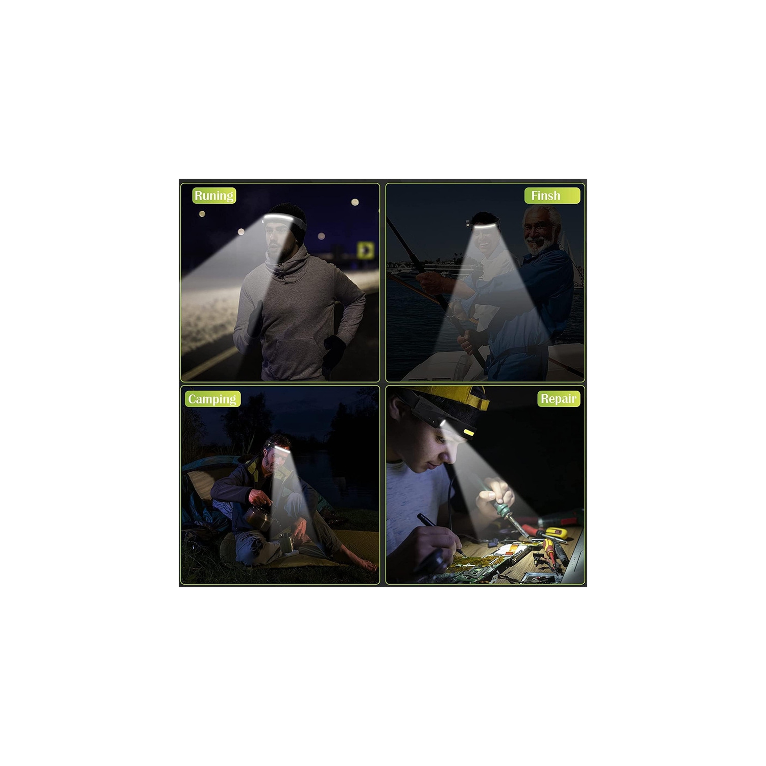 YOULIGHTS Headlamp Rechargeable, 2 Pack Super Bright 350 Lumens, 6 Modes 1200mAh, 230° Wide Beam Headlamp, IPX6 Waterproof for Hiking Running Repair