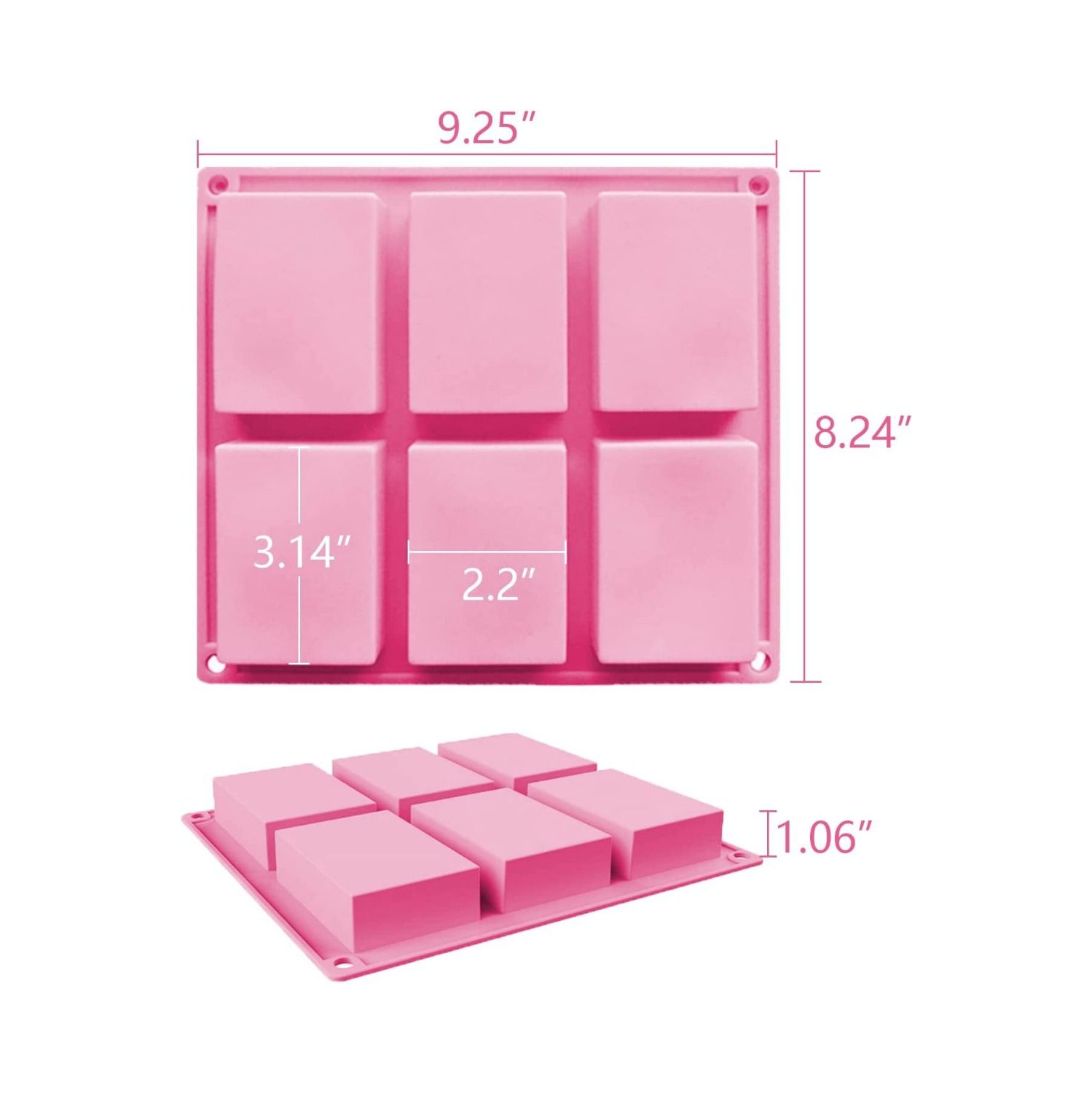 3 Pack Silicone Soap Molds, 6 Cavities Flower Making Mold, Included Rectangle Shape Supplies, Perfect for Handmade Soaps, Homemade