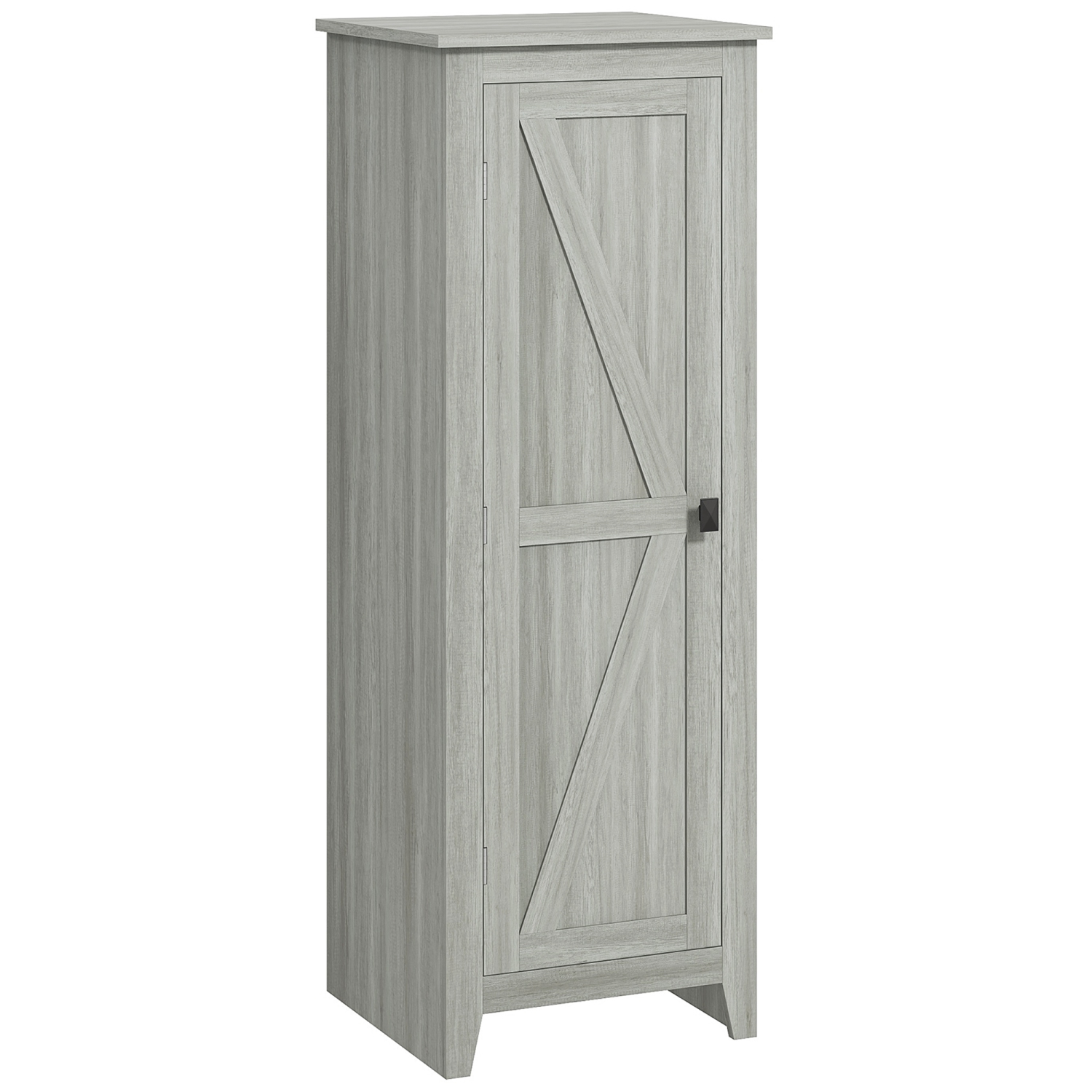 HOMCOM 48" Kitchen Pantry Cabinet, Farmhouse Storage Cabinet with Barn Door and Adjustable Shelves, Grey Wood Grain